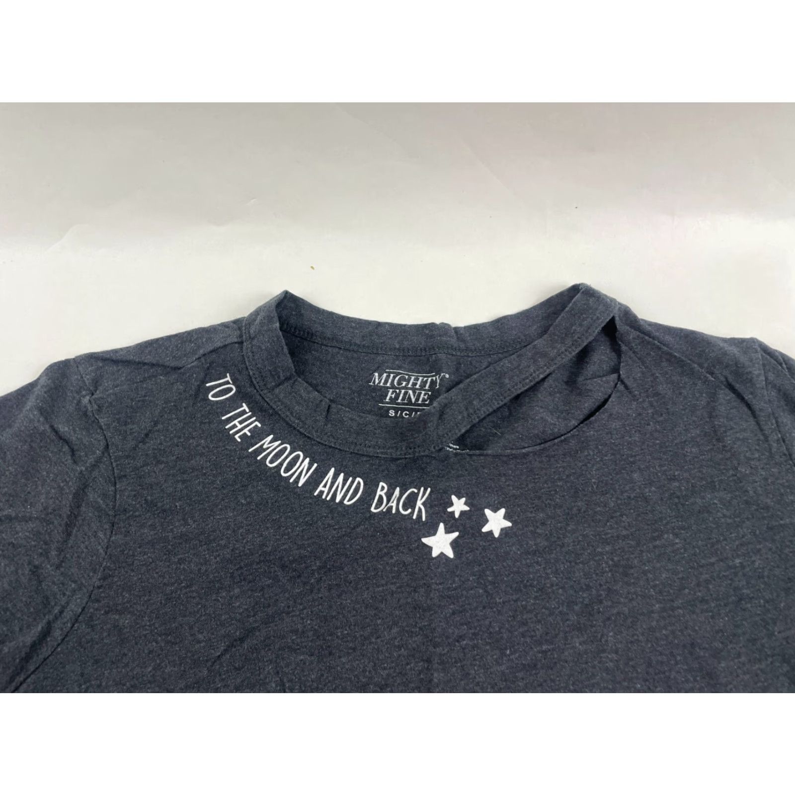 Vintage Mighty Fine T-Shirt Women Gray Cut Out Round Neck To the Moon & Back S Size S / US 4 / IT 40 - 3 Thumbnail