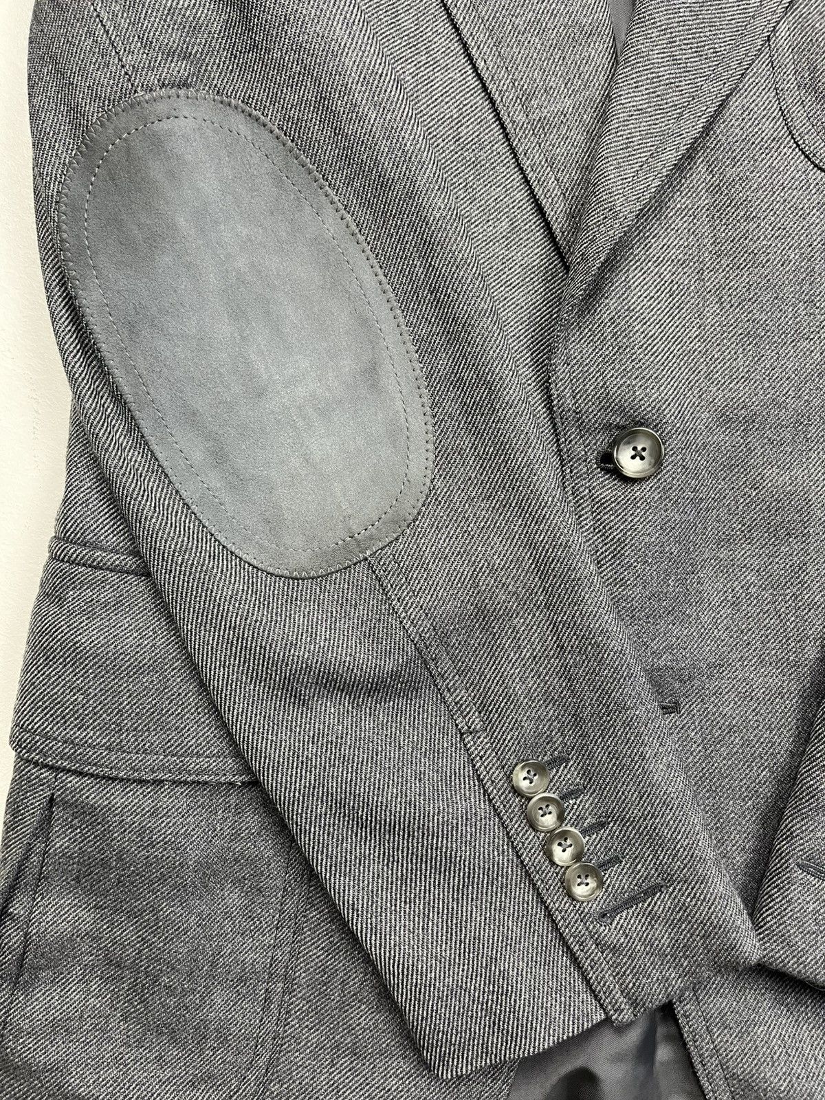 Tom Ford Tom Ford Gray Tailored Jacket with Leather Suede Detailing Size 52R - 12 Thumbnail