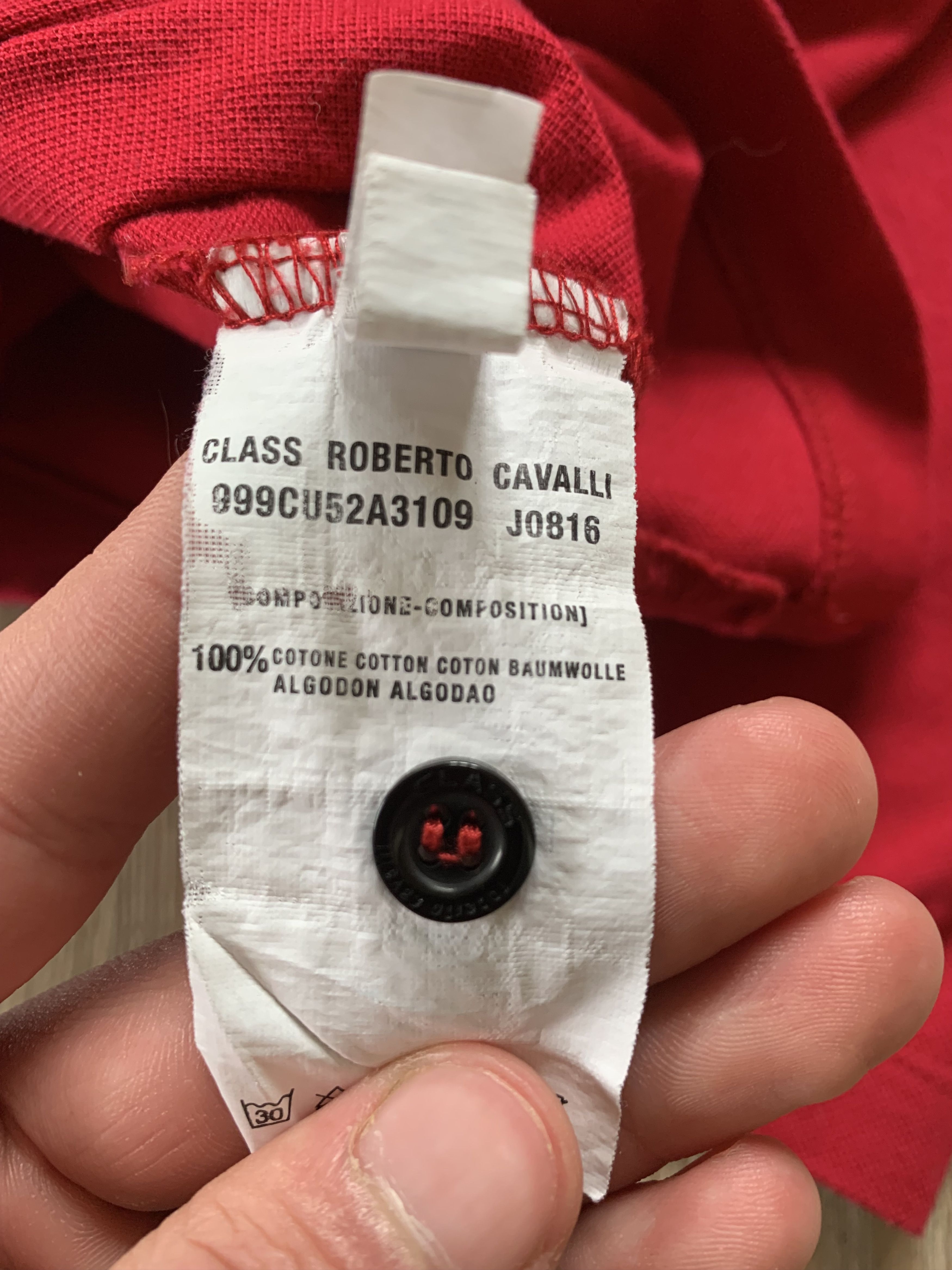 Roberto Cavalli Roberto Cavalli Class Red Cotton Polo Slim Shirt Size US XL / EU 56 / 4 - 11 Thumbnail