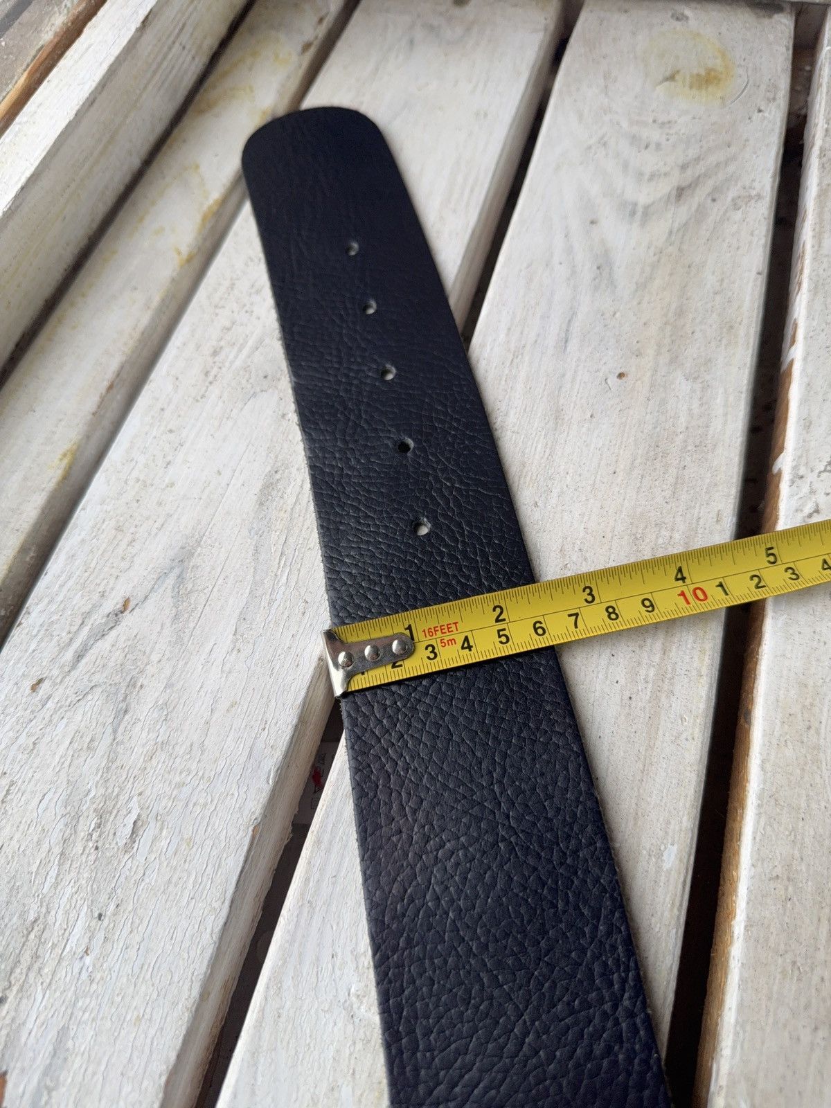 Japanese Brand Baguette Accessoires Navy Leather Belt 95cm Silver Buckle Size ONE SIZE - 16 Thumbnail