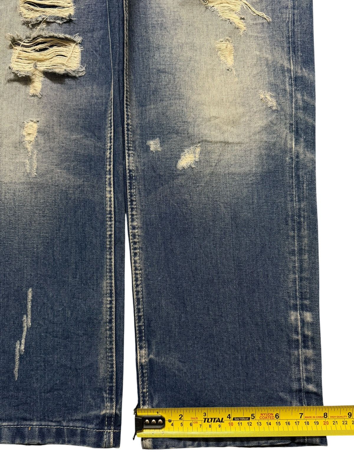 Zara Zara Mens Blue Faded Wash Distressed Destroyed Wide Leg Size US 33 - 11 Thumbnail