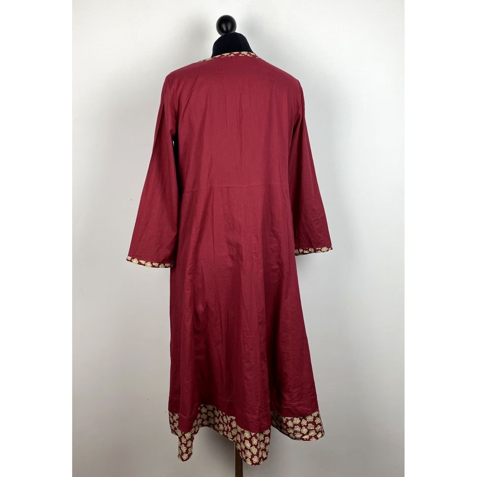 Vintage Gudrun Sjoden Women's Midi Dress XXL Red Cotton A-Line Boho Scandinavian Size XXL / US 16-18 / IT 52-54 - 3 Thumbnail