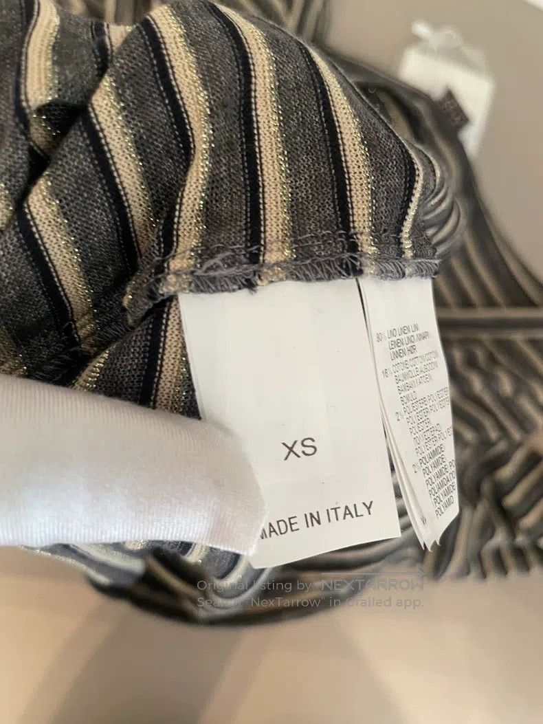 Brunello Cucinelli Brunello Cucinelli Gray Golden Striped Linen T-Shirt Size XS / US 0-2 / IT 36-38 - 3 Thumbnail