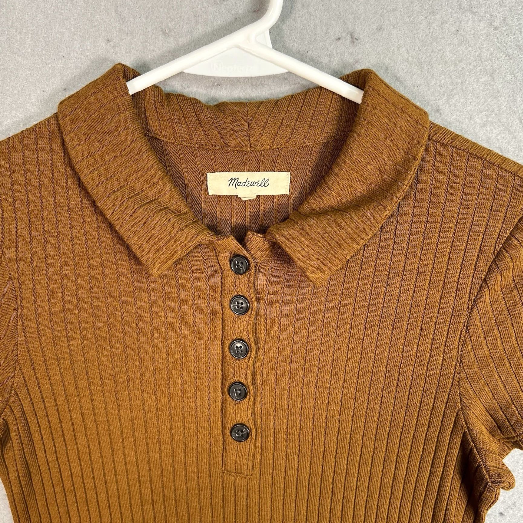Madewell VINTAGE Madewell Ribbed Polo Knit Mini Dress Shirt Womens Small Brown Size S / US 4 / IT 40 - 6 Thumbnail
