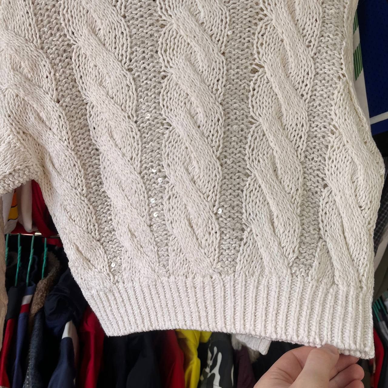 Brunello Cucinelli Brunello Cucinelli Cropped Sequin Cable Knit Sweater XS Size XS / US 0-2 / IT 36-38 - 13 Thumbnail