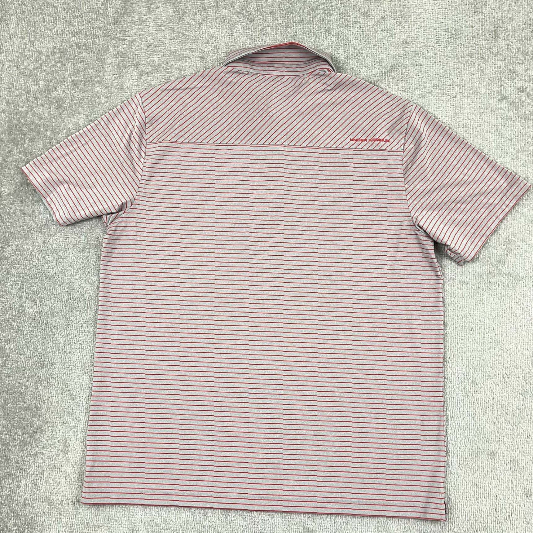 Under Armour Under Armour Polo Shirt Mens Large Gray Red Striped Heatgear Performance Golf Size US L / EU 52-54 / 3 - 7 Thumbnail