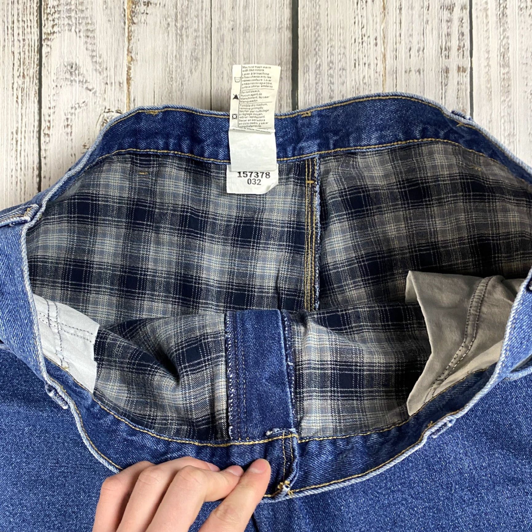 Carhartt VINTAGE Carhartt Dungaree Jeans 42x30 Flannel Lined Blue Denim Work B236 DST Mens Size US 40 / EU 56 - 6 Thumbnail