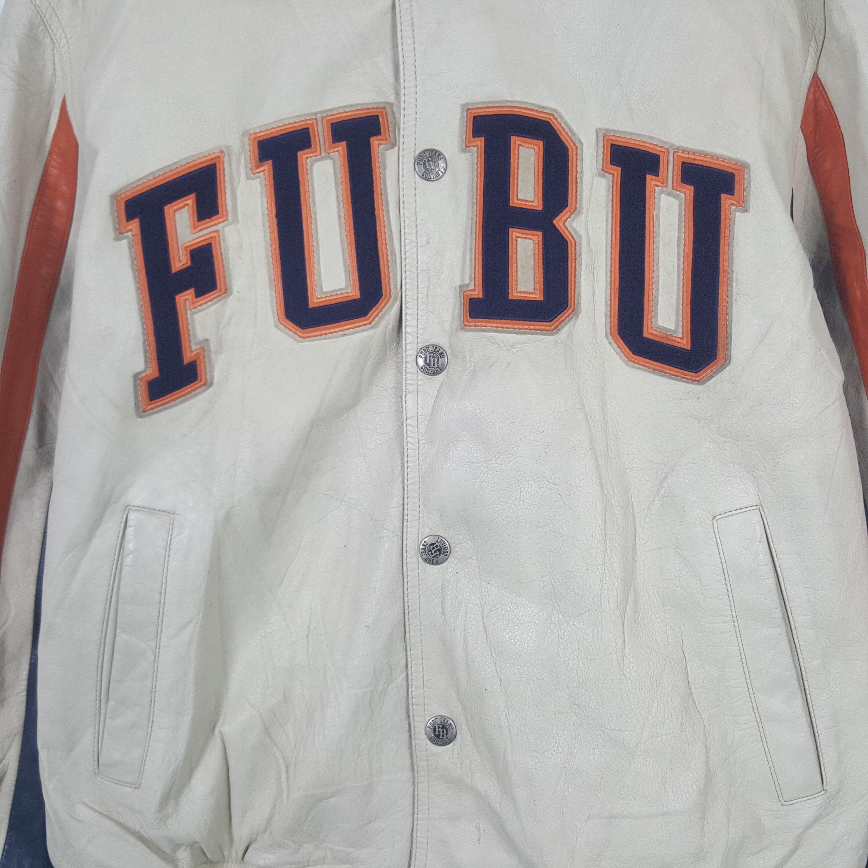 Fubu × Versace × Vintage Vintage Fubu Varsity Leather Jacket Size US L / EU 52-54 / 3 - 2 Thumbnail