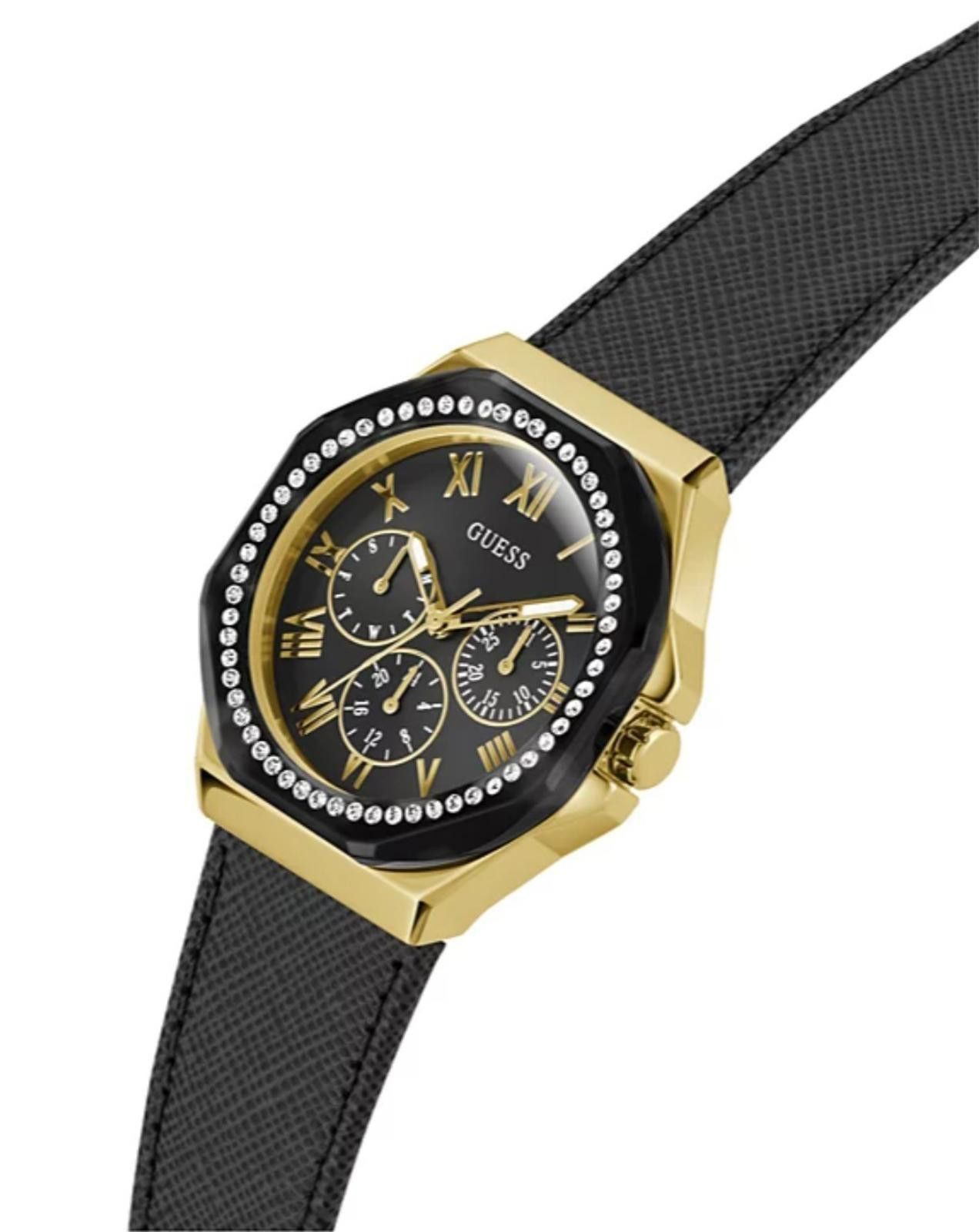 Guess GUESS Women's Multi-Function Black Leather Watch 36mm Size ONE SIZE - 2 Thumbnail