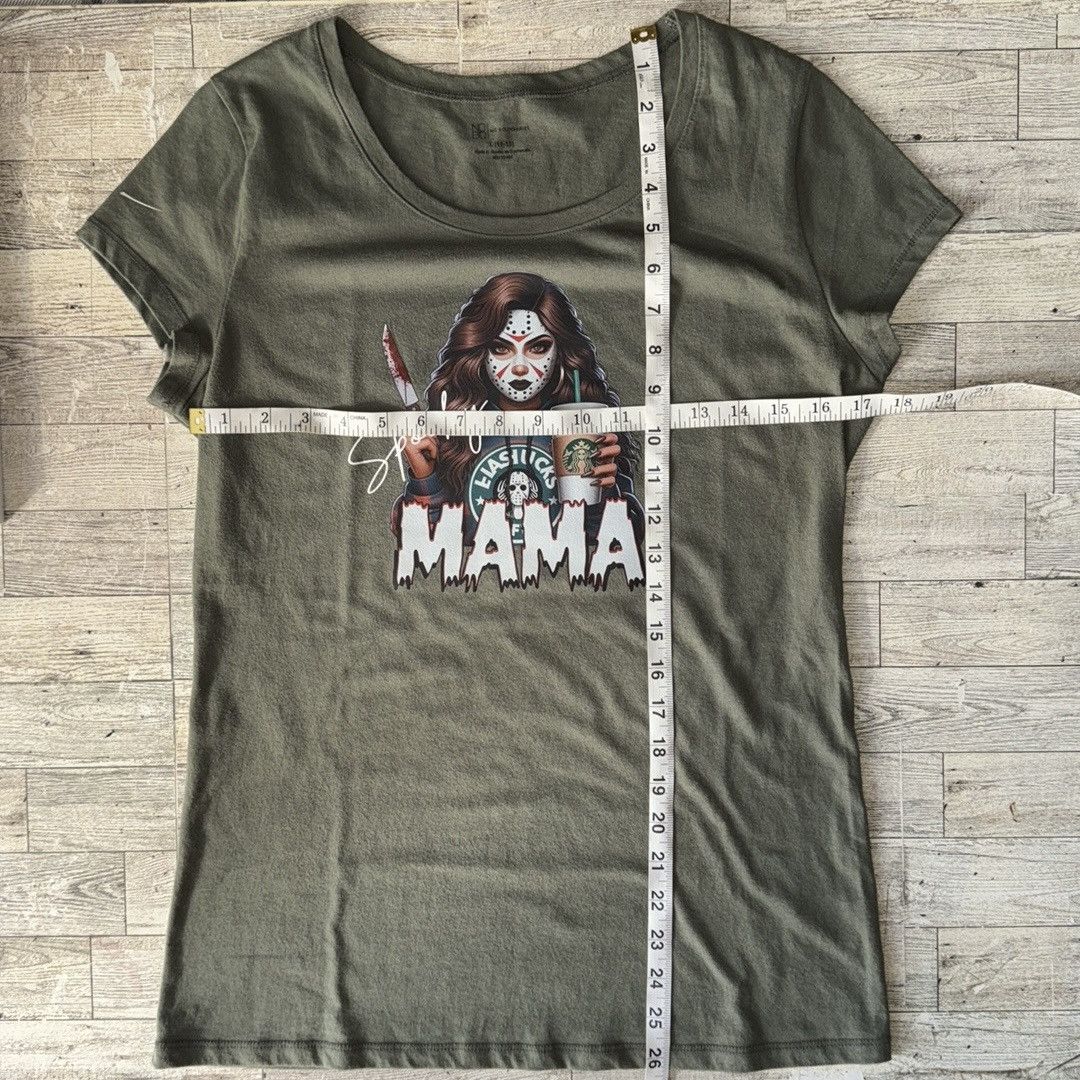 Vintage Spooky Mama, Coffee & Halloween Theme, Retro Fitted Tee Size L / US 10 / IT 46 - 11 Thumbnail