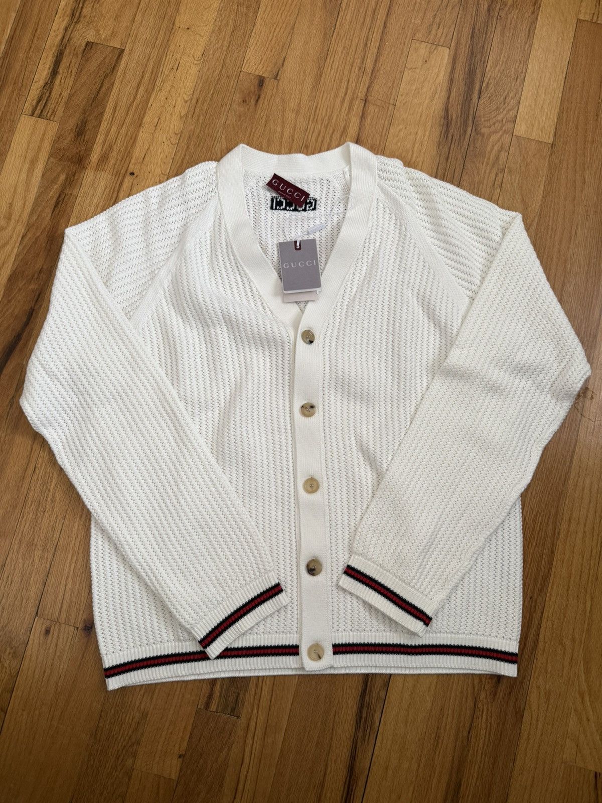 Gucci Cotton Knit Cardigan with Web