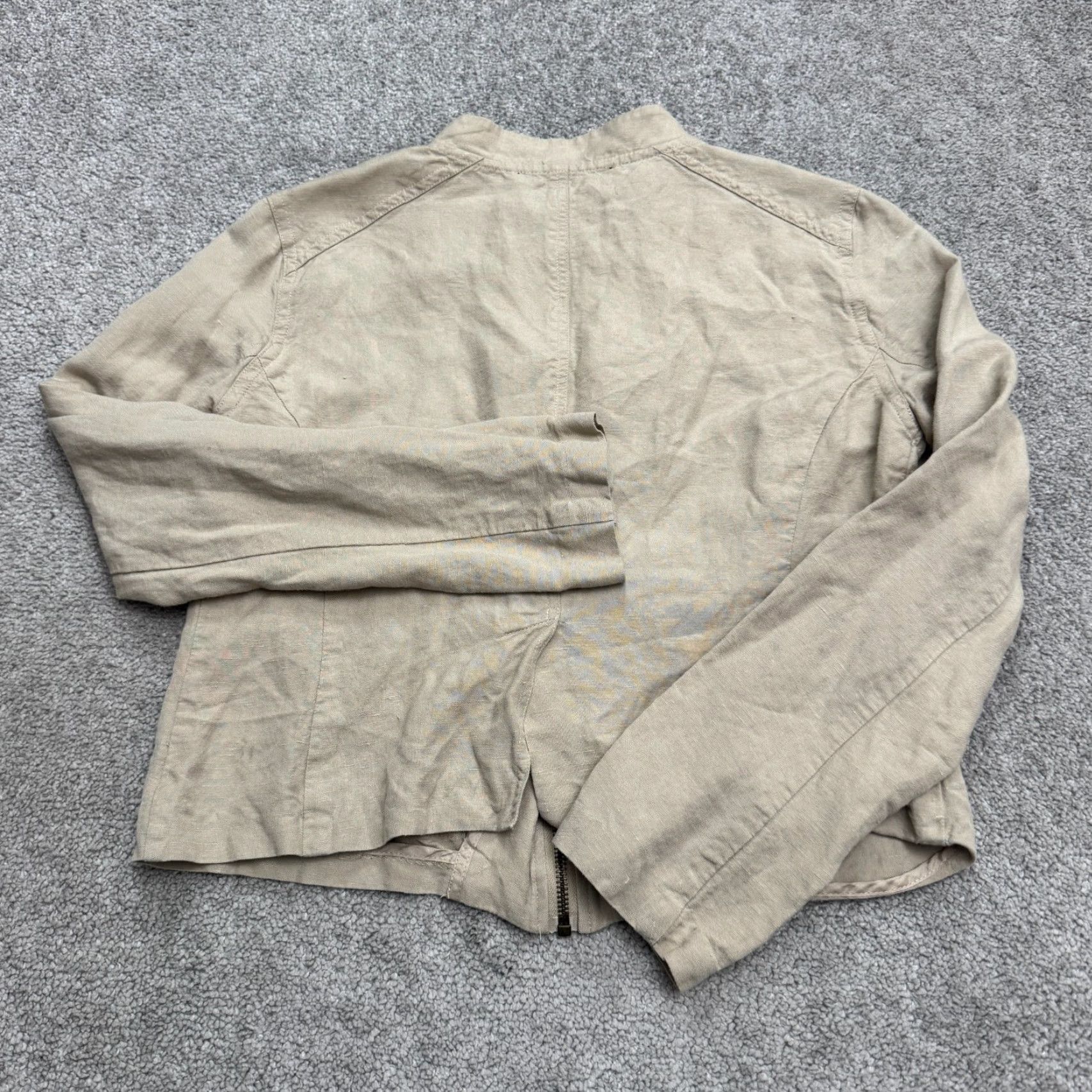 Vintage VINTAGEBGB Paris Utility Linen Blend Full Zip Jacket Women 6 Tan Pocket Casual Outdoor Size M / US 6-8 / IT 42-44 - 2 Thumbnail