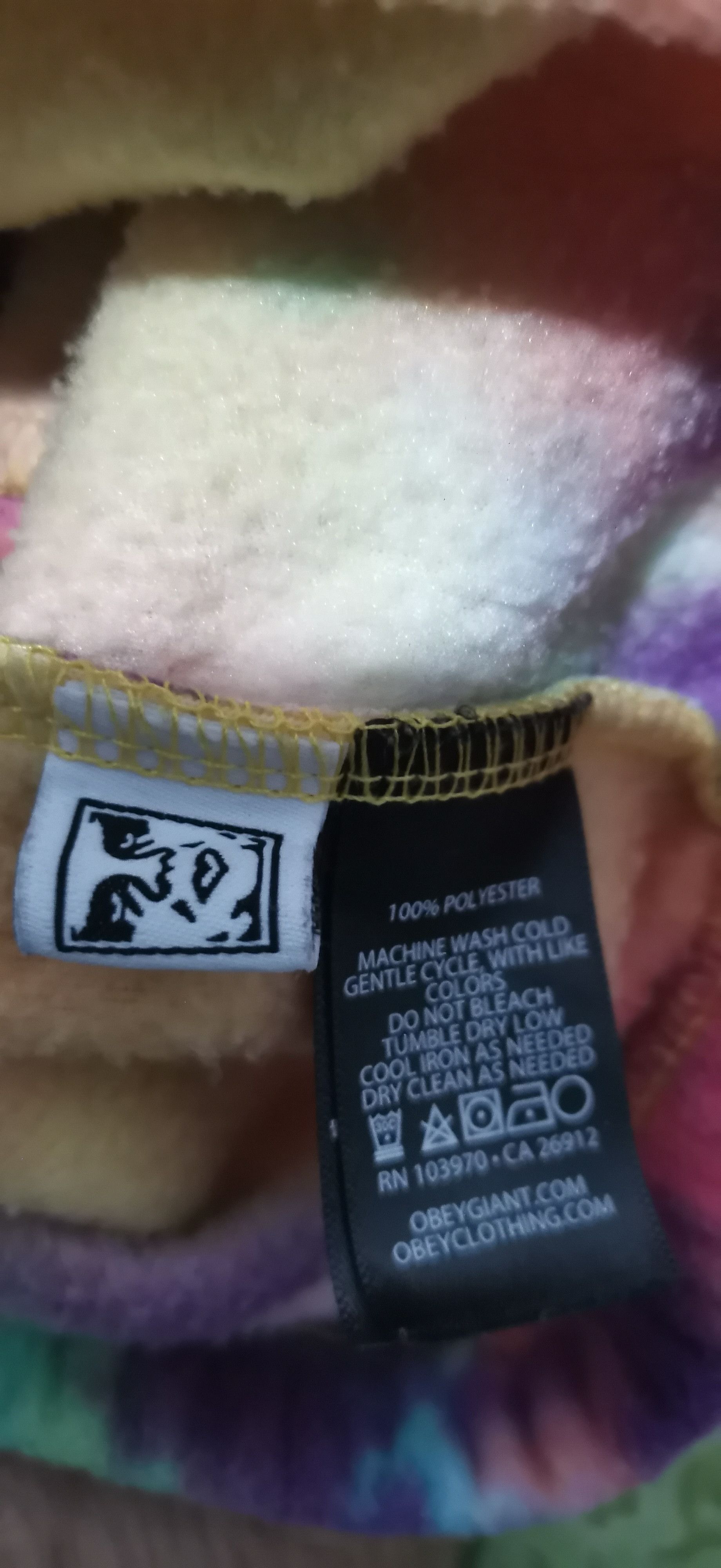 Obey Obey Women's Fleece Pullover Hoodie Russett Rainbow Tie Dye Size S / US 4 / IT 40 - 3 Thumbnail