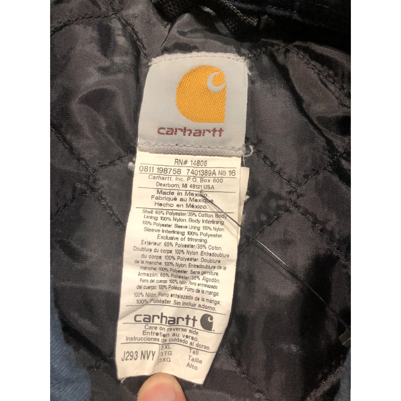 Carhartt Carhartt Jacket Mens 3XLT Blue Canvas Quilted Lined Full Zip J293 NVY Size US XXL / EU 58 / 5 - 7 Thumbnail