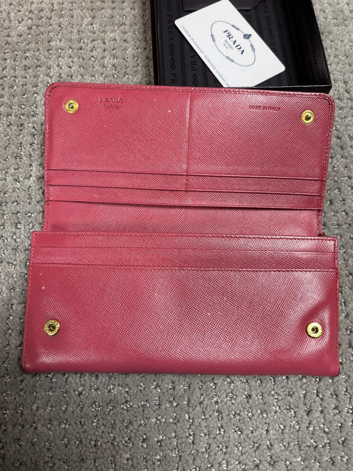 Prada Prada Pink Saffiano Leather Long Bifold Wallet Size ONE SIZE - 5 Thumbnail