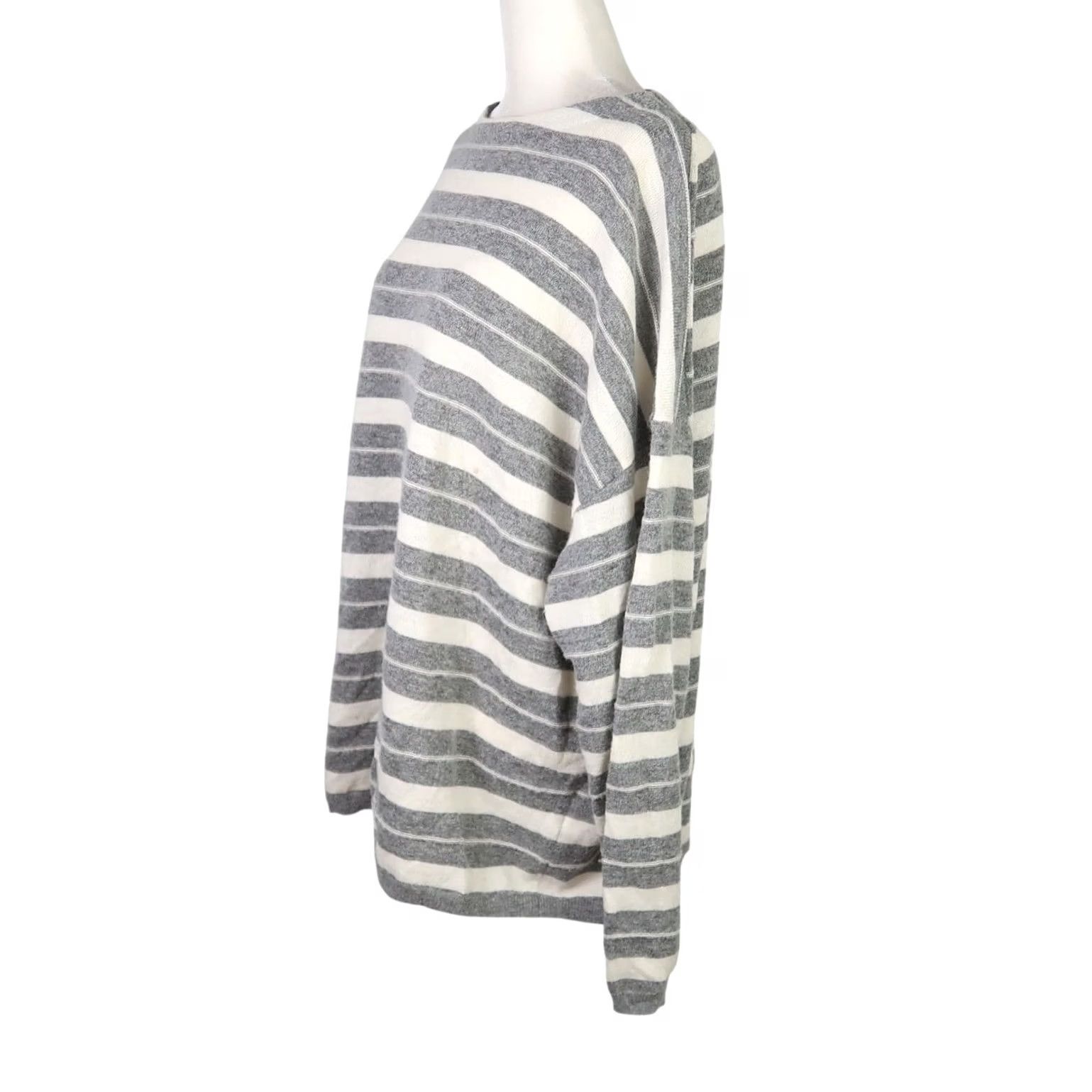 Allsaints ALLSAINTS Sweater Womens S Grey and Cream Striped Alpaca Wool Blend Size S / US 4 / IT 40 - 3 Thumbnail