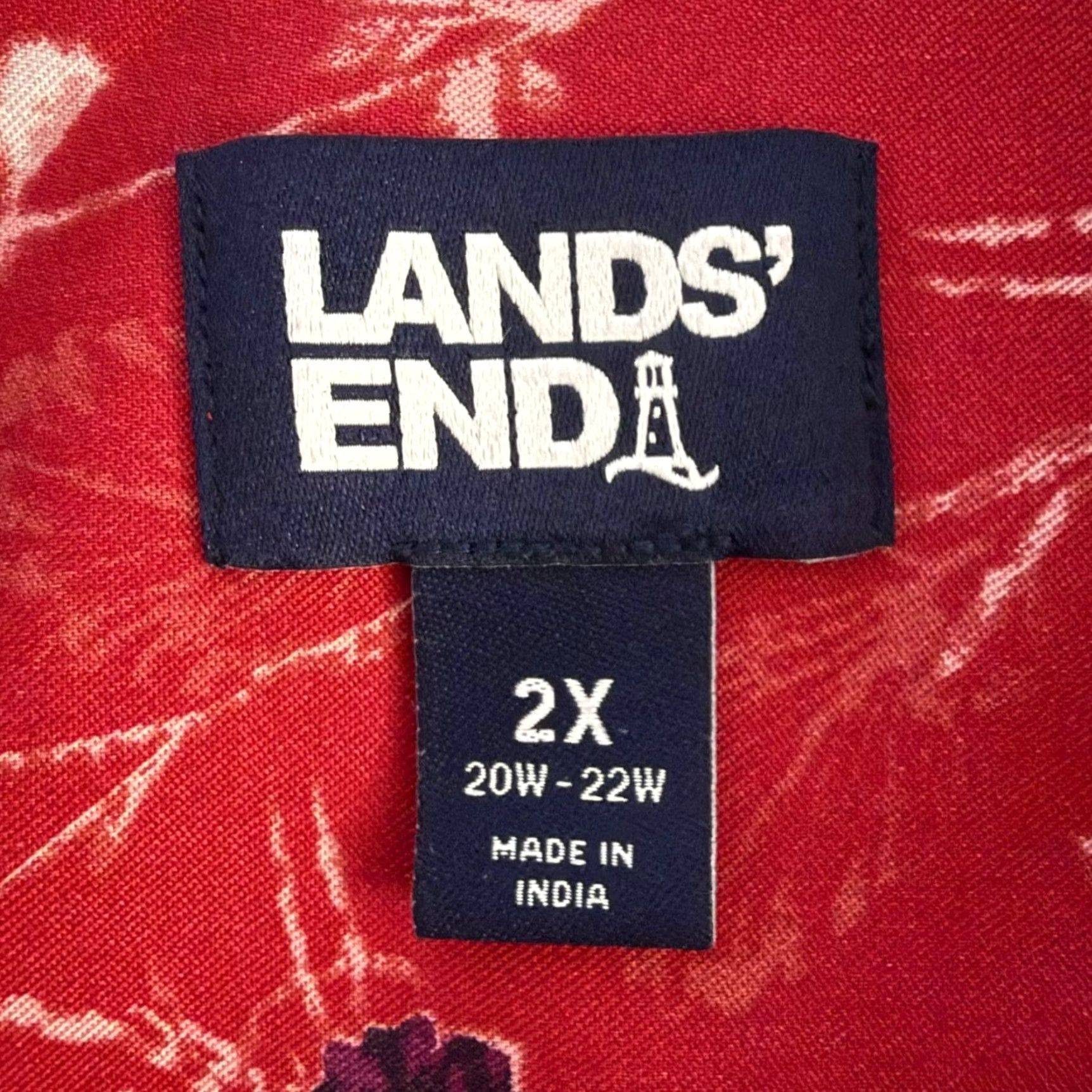 Lands' End Lands' End Tunic Shirt Red Women's 2X Sketch Floral Half-Button Popover Top Button-Up Shirt Women Plus Size Colorful Floral Classic Preppy All Seasons Size XXL / US 16-18 / IT 52-54 - 7 Thumbnail