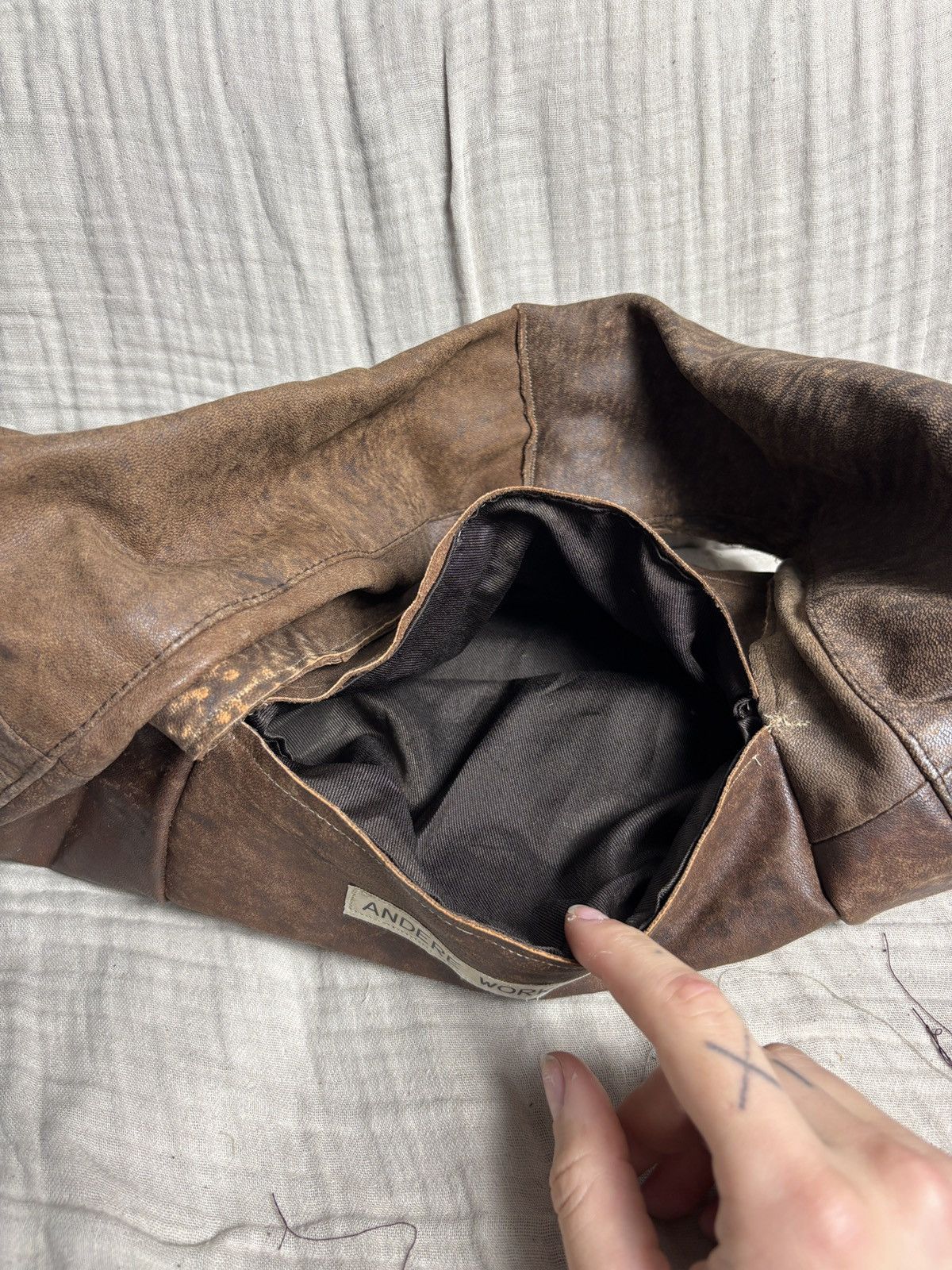 Designer × Vintage Leather bag cuir sac hobo shopper tote shoulder designer Size ONE SIZE - 4 Thumbnail