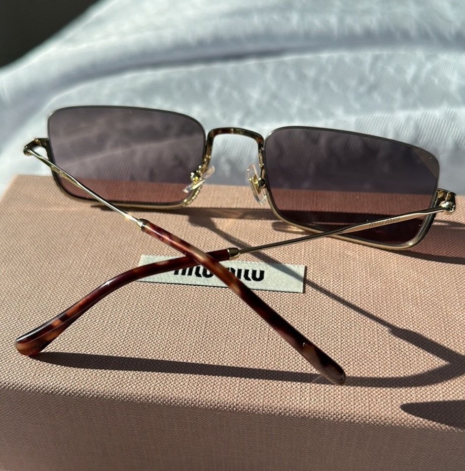 Miu Miu Miu Miu 55mm Rectangular Sunglasses Purple Gradient Lenses Size ONE SIZE - 4 Thumbnail