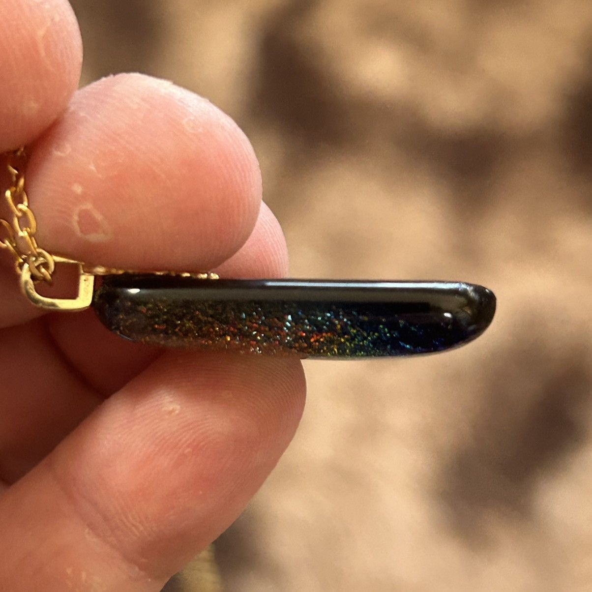 Handmade Handcrafted dichroic sparkle pendant on chain necklace Size ONE SIZE - 7 Thumbnail