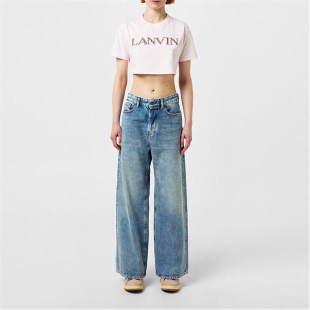 Lanvin o1g2r1mq1024 Logo Cropped T-Shirt in Light Pink Size S / US 4 / IT 40 - 7 Thumbnail