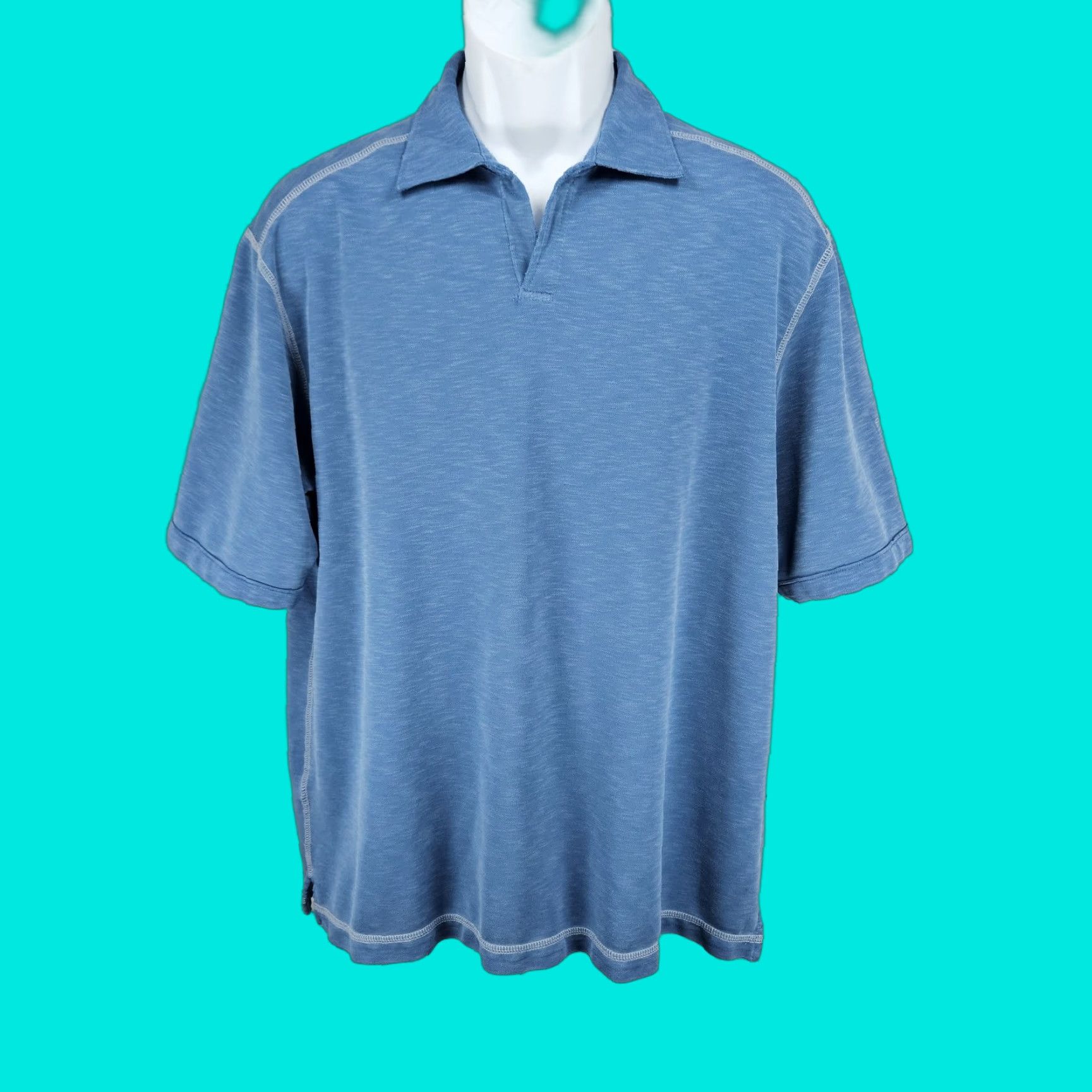 Tommy Bahama Tommy Bahama Polo Shirt Blue Embroidered Fish Short Sleeve Spread Collar L Men Size US L / EU 52-54 / 3 - 1 Thumbnail