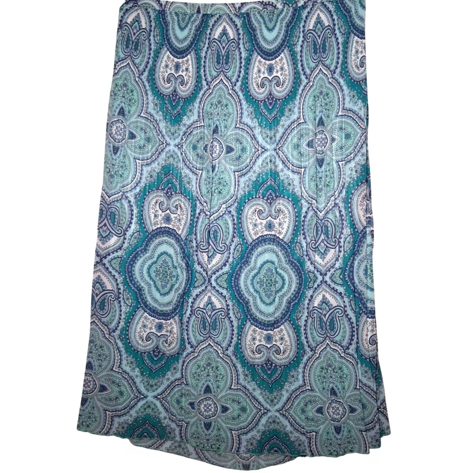 Vintage VINTAGE Jackyn Smith Maxi Skirt Plus Size 2X Long Blue Paisley Pleated Boho Lined Women Skirt Size 40" / US 18 - 2 Thumbnail