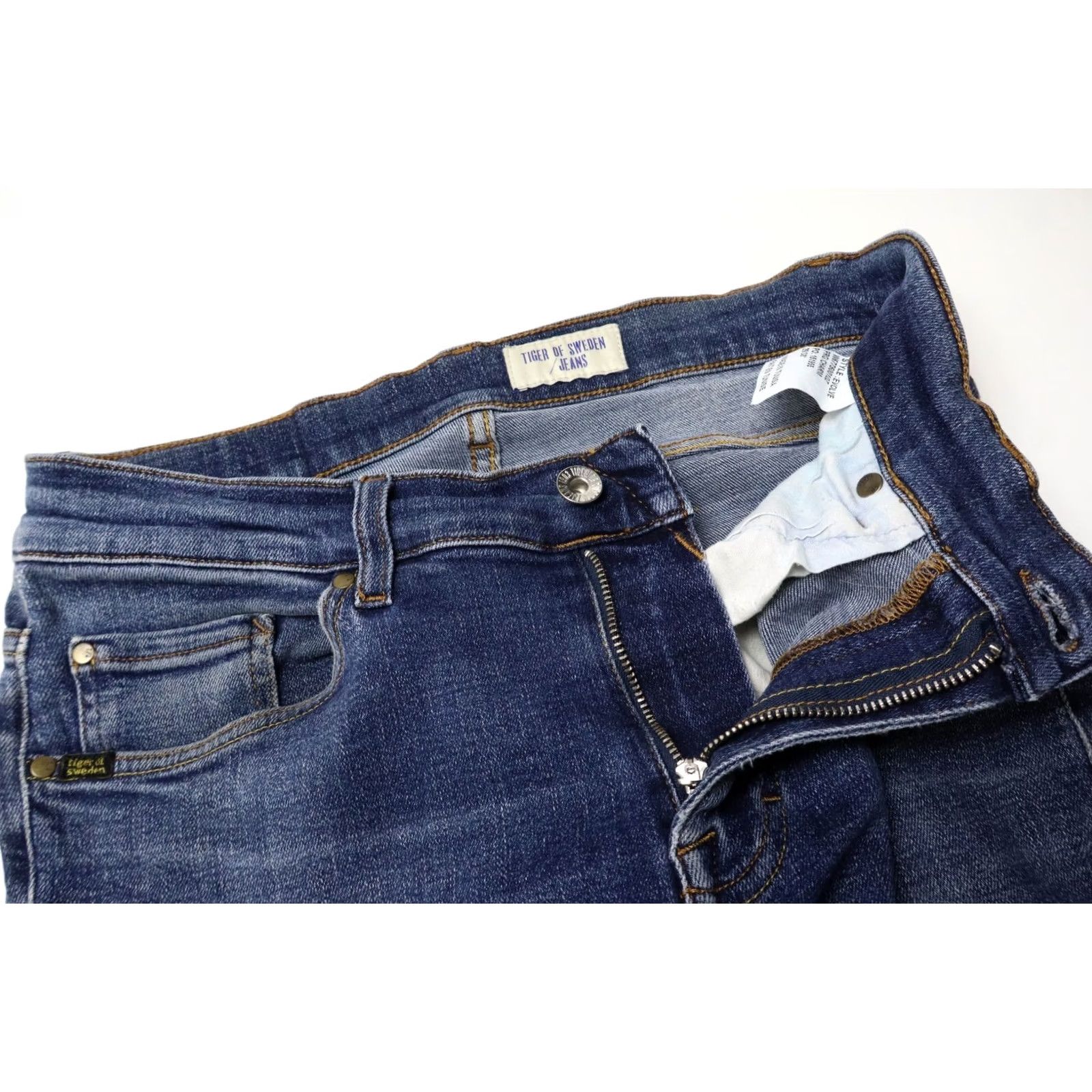 Tiger of Sweden TIGER OF SWEDEN Evolve Jeans Men's Slim W29/L30 Fade Effect Stretch Zip Fly Blue Size US 29 - 4 Thumbnail