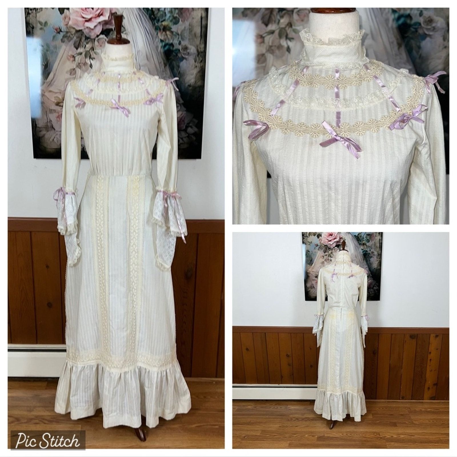 Vintage Fabulous Vintage 1970s Victorian Style Maxi Dress! Size M / US 6-8 / IT 42-44 - 1 Thumbnail