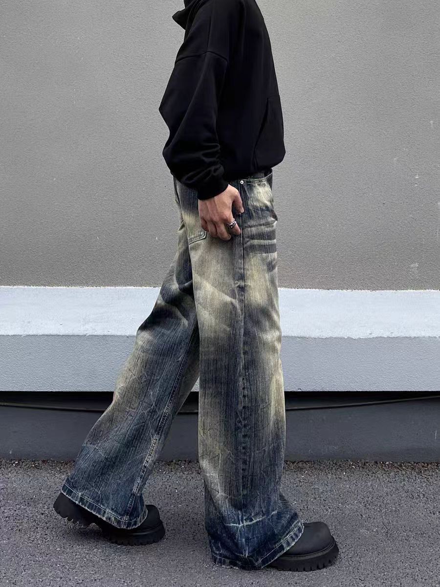 Jean Wash-faded distressed wide-leg jeans Size US 30 / EU 46 - 4 Thumbnail