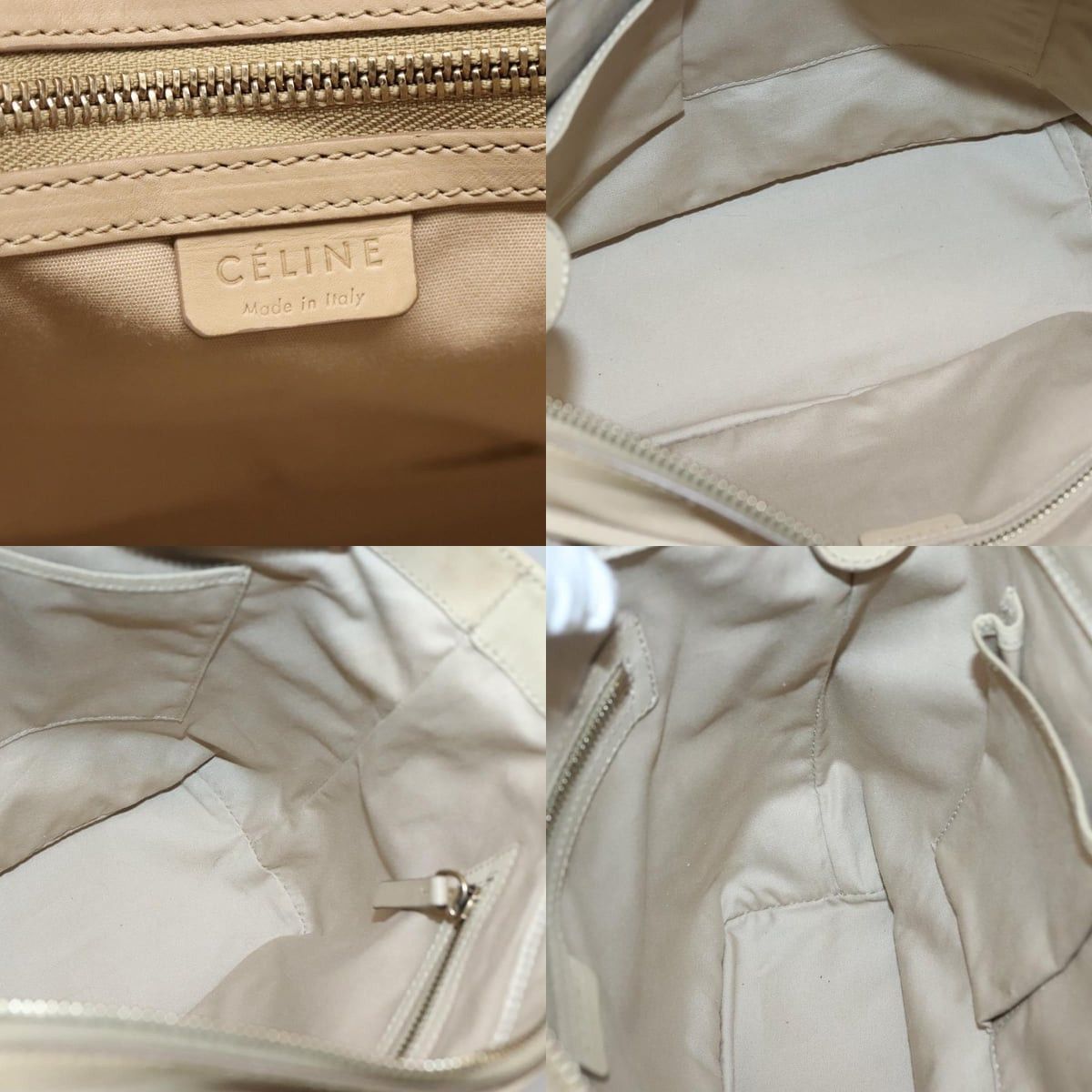 Celine CELINE Hand Bag Leather Beige Silver Size ONE SIZE - 12 Thumbnail