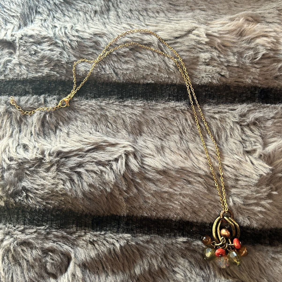 Handmade Handcrafted vintage beaded cluster pendant on chain necklace Size ONE SIZE - 7 Thumbnail