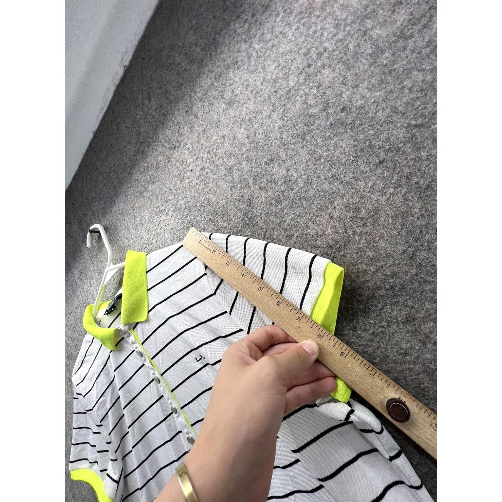 Ralph Lauren Lauren Ralph Lauren Polo Shirt Womens XL White Stripe Neon Yellow Trim Top Size XL / US 12-14 / IT 48-50 - 5 Thumbnail