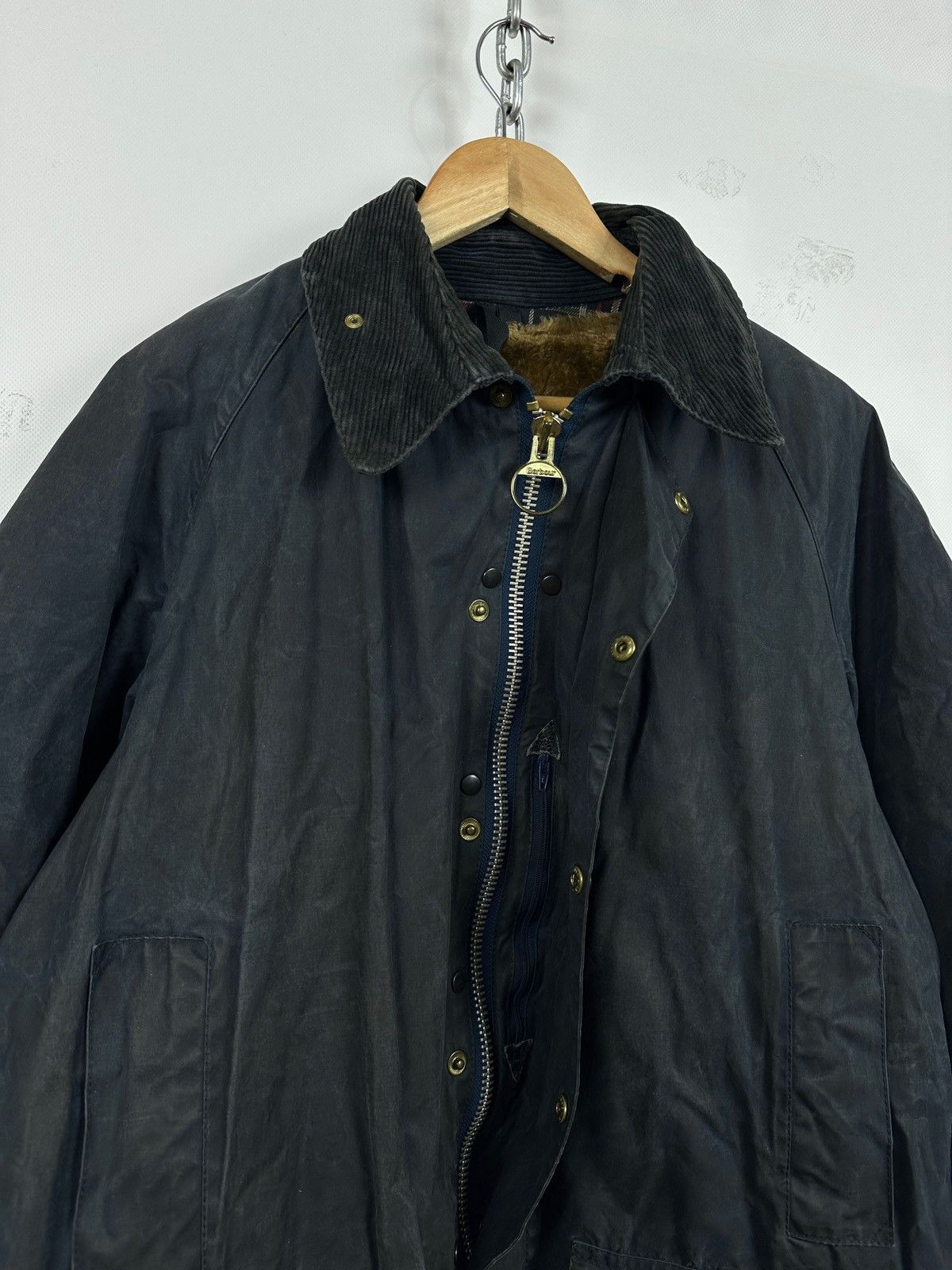 Barbour Vintage Barbour Beaufort Navy Waxed Jacket/Warm Pile Lining Size US L / EU 52-54 / 3 - 6 Thumbnail
