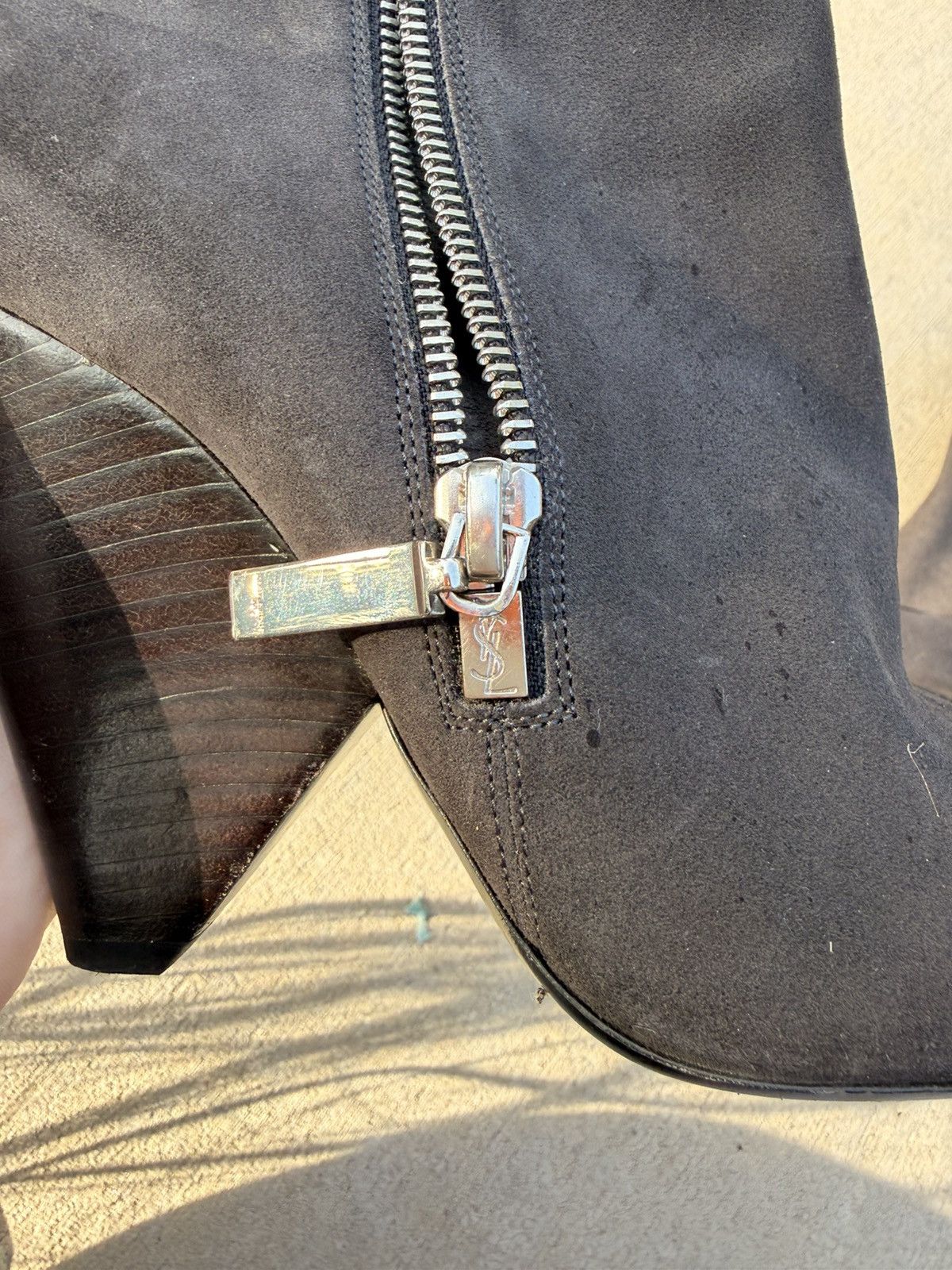 Yves Saint Laurent Yves Saint Laurent Black Suede 'Aliama' Boots Size US 8 / IT 38 - 3 Thumbnail