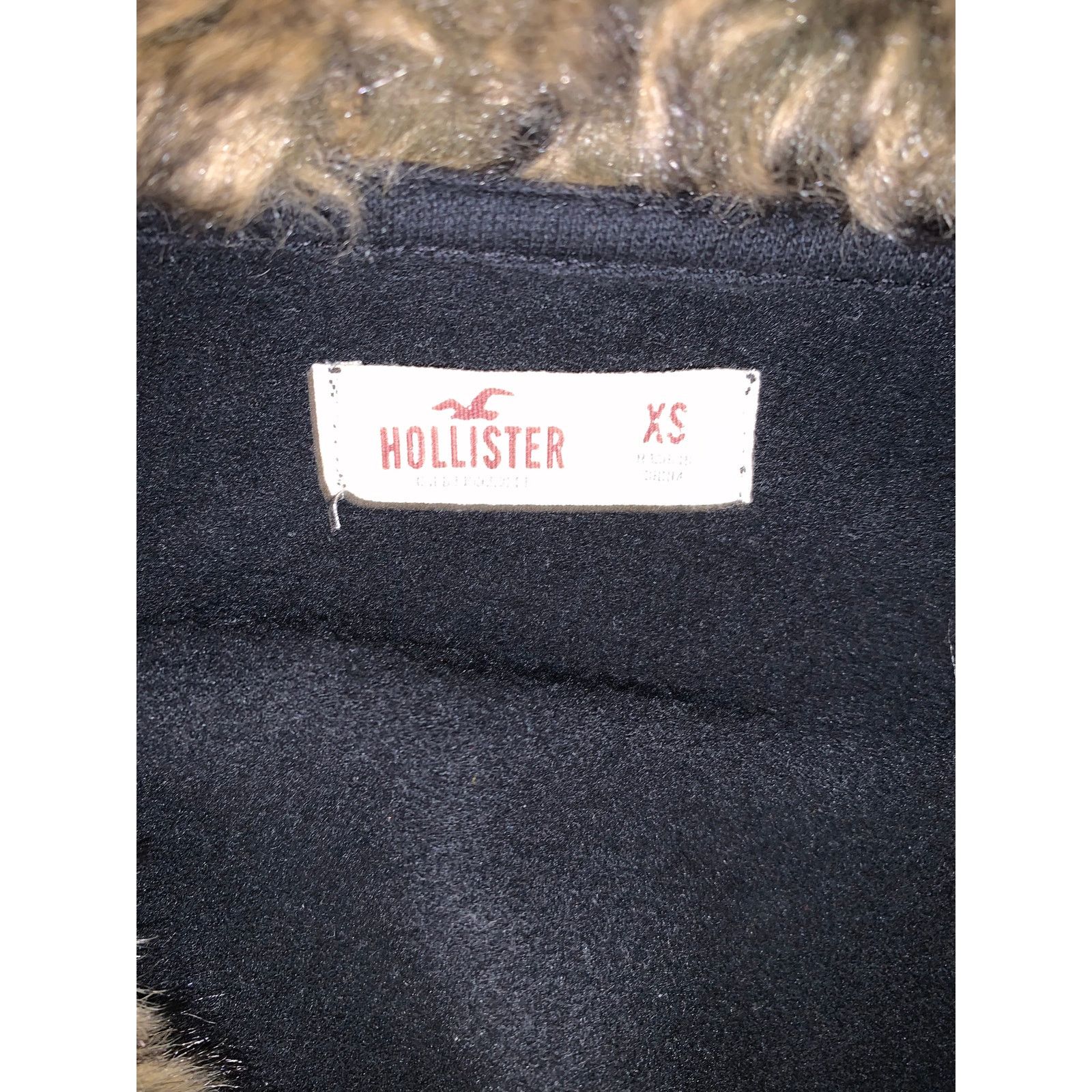 Hollister Hollister Faux Fur Collar Black Cardigan Womens XS Y2K Cozy Size XS / US 0-2 / IT 36-38 - 5 Thumbnail