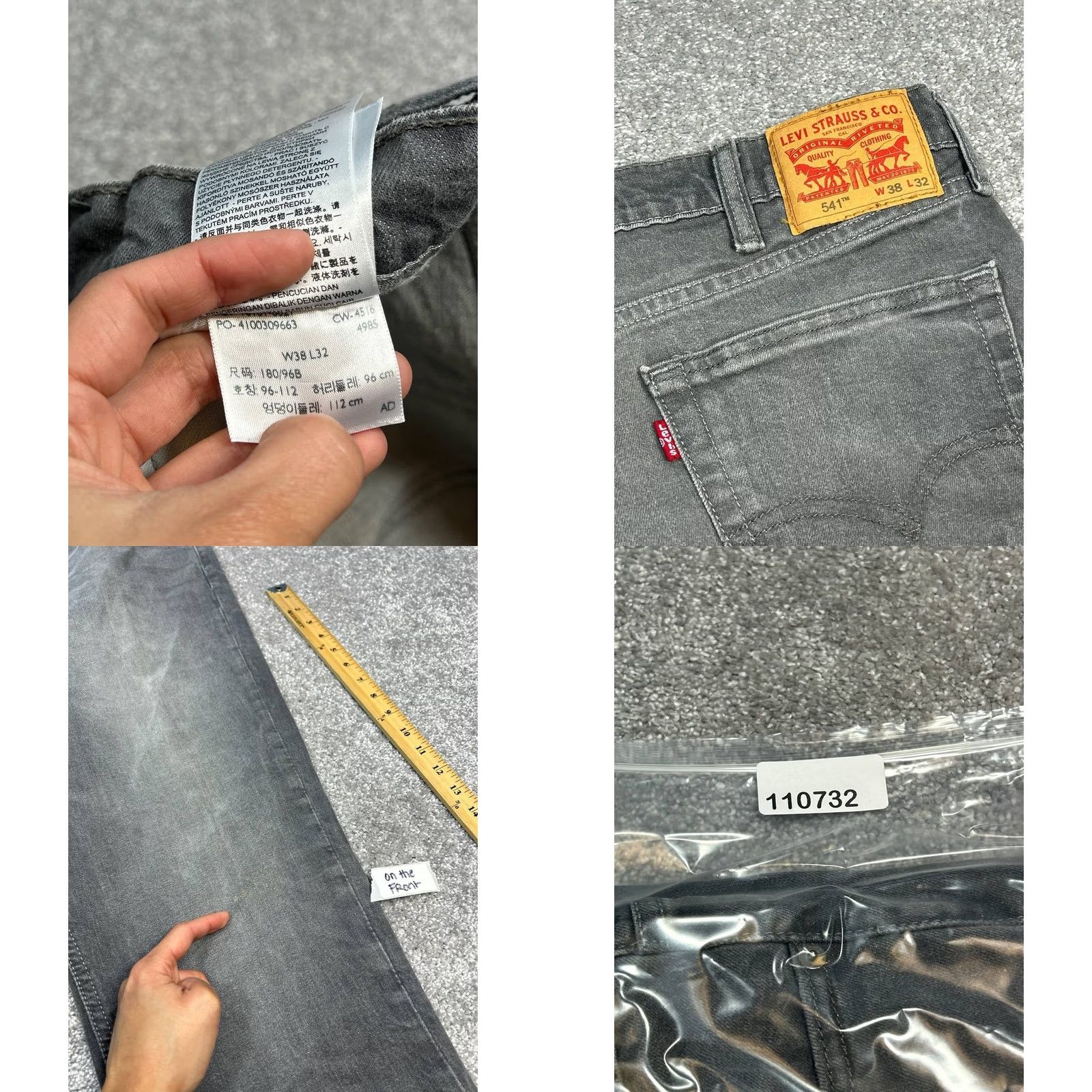 Levi's Levis 541 Athletic Tapered Jeans Mens 38 Gray Cotton Stretch Mid Rise 37x29 Denim Slim City Preppy Size US 38 / EU 54 - 8 Thumbnail