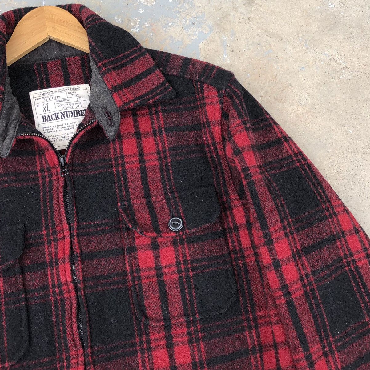 Japanese Brand Back Number Wool Jacket Red Plaid Tartan Jacket Size US L / EU 52-54 / 3 - 13 Thumbnail