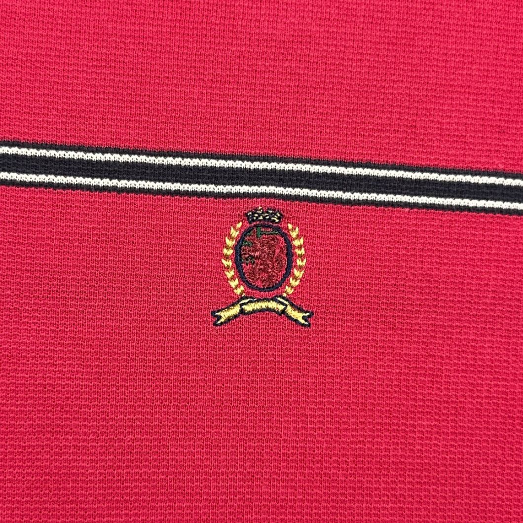 Tommy Hilfiger VINTAGE Tommy Hilfiger Polo Shirt Adult MEDIUM Pink Black Stripes 90s Crest Size US M / EU 48-50 / 2 - 5 Thumbnail