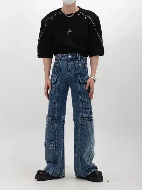 Japanese Brand Micro-flare jeans with retro unique pockets Size US 32 / EU 48 - 7 Thumbnail