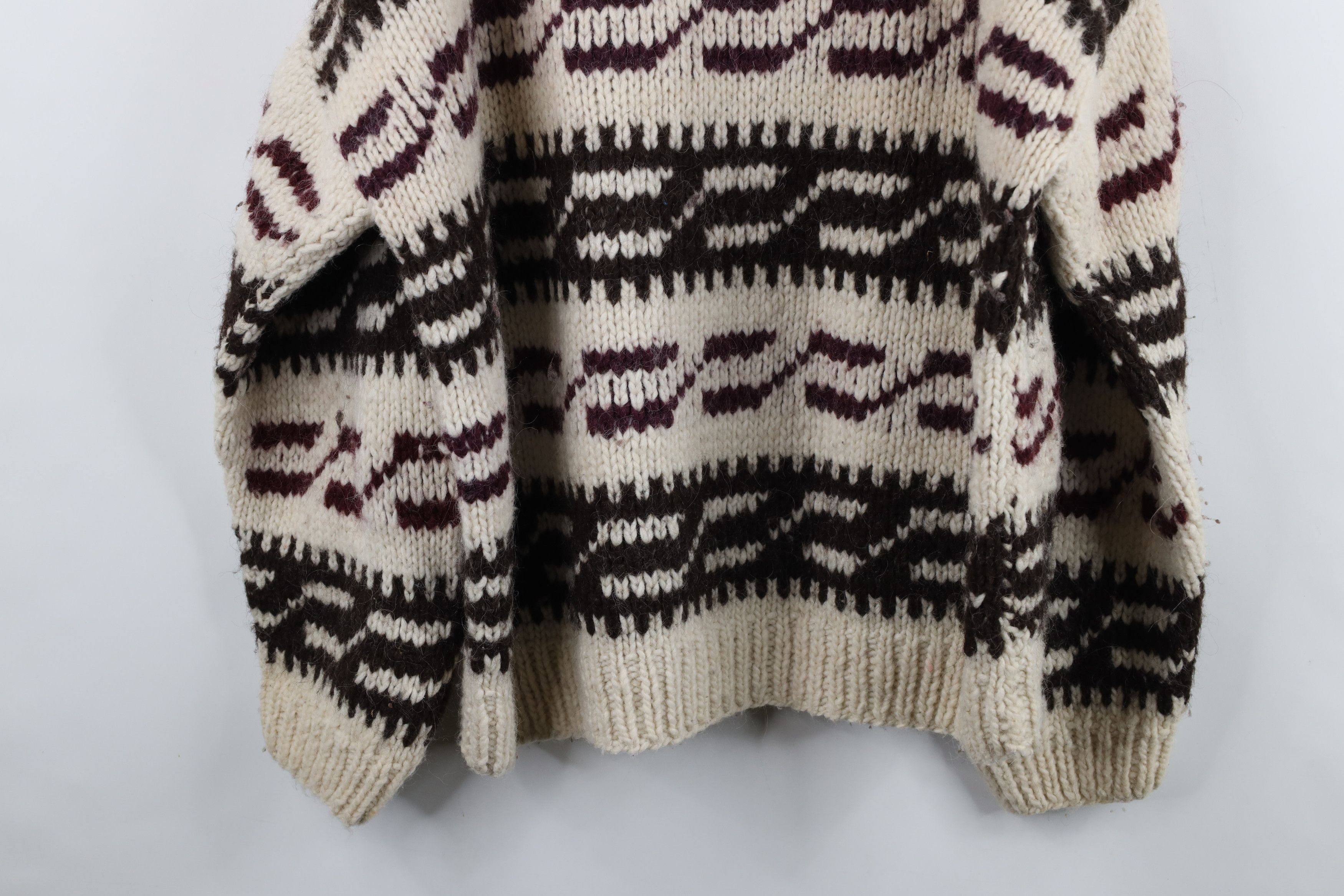 Vintage Vintage 50s 60s Streetwear Wool Cowichan Sweater Geometric Size US XXL / EU 58 / 5 - 11 Thumbnail