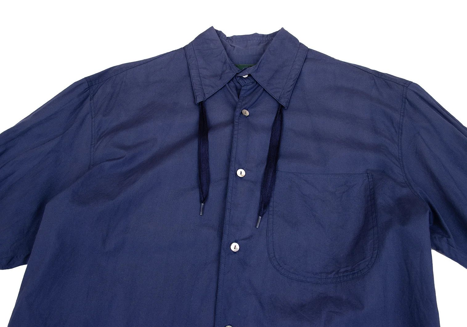 Jean Paul Gaultier Cotton Drawstring Collar Shirt in Navy, Size 46 Size US S / EU 44-46 / 1 - 2 Thumbnail