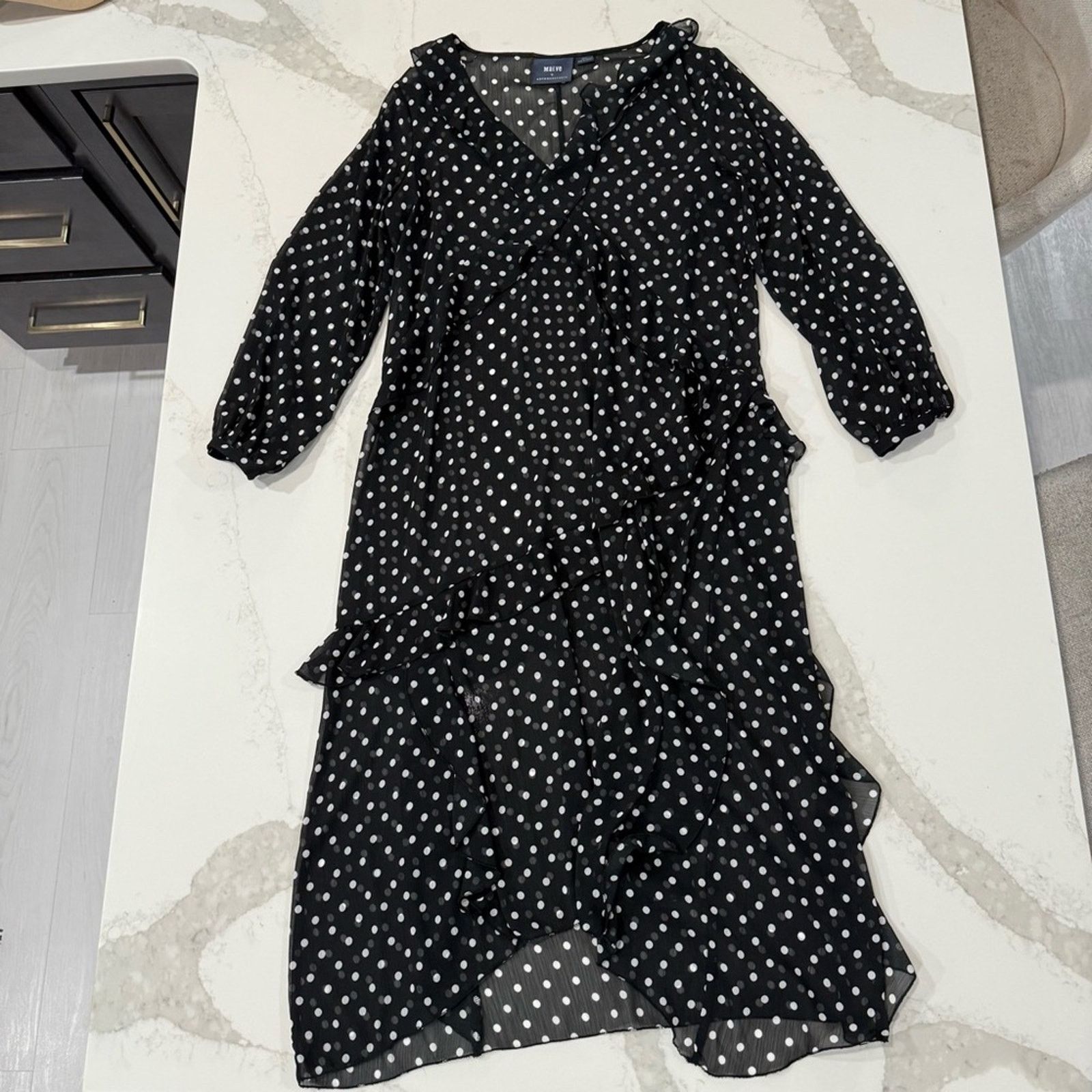 Anthropologie Maeve Anthropologie Sheer PolkaDot Midi Dress Womens Small Size S / US 4 / IT 40 - 4 Thumbnail