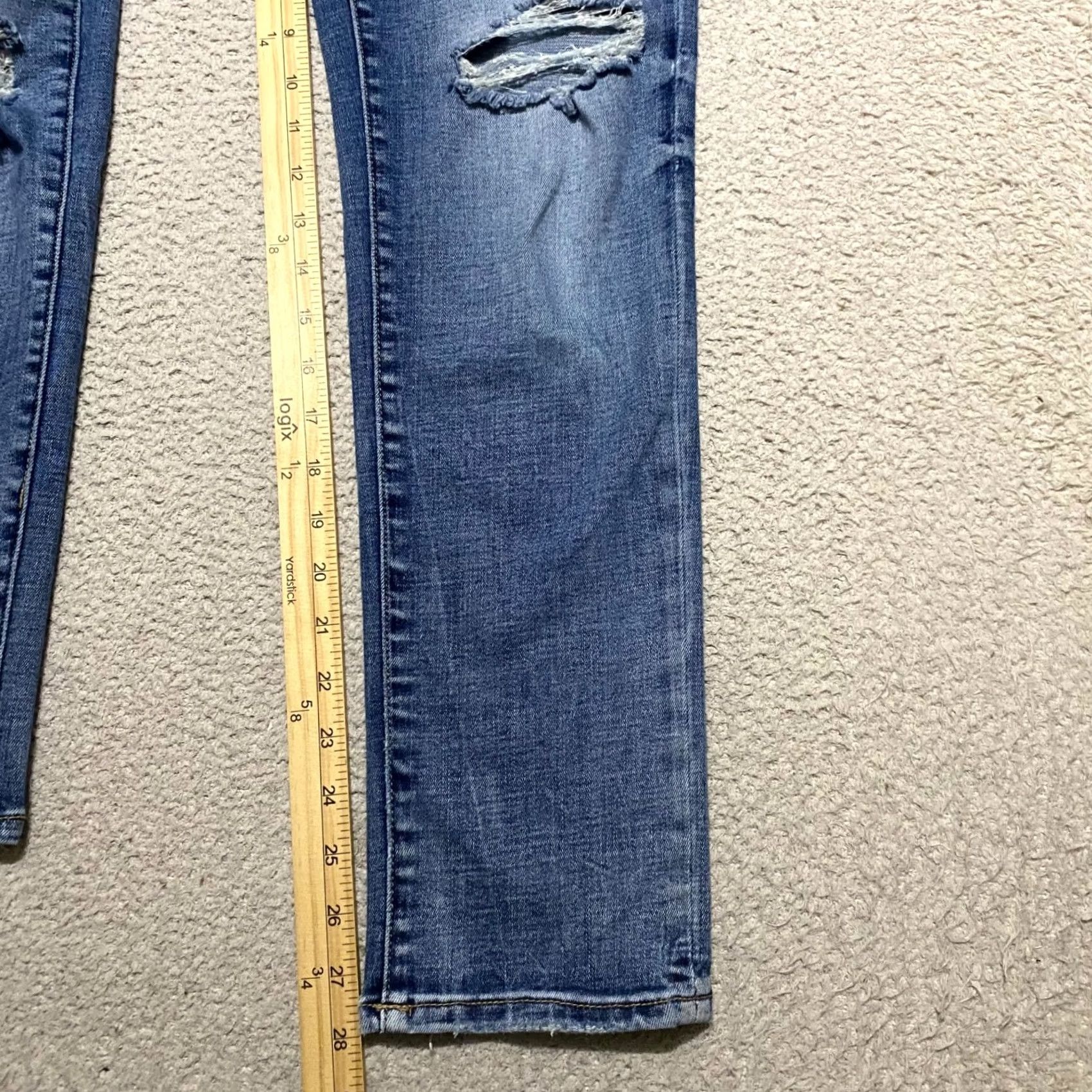 Vintage Buckle Womens Jeans Blue Denim Medium Wash Straight Distressed High Rise sz 26 Size 26" / US 2 / IT 38 - 6 Thumbnail