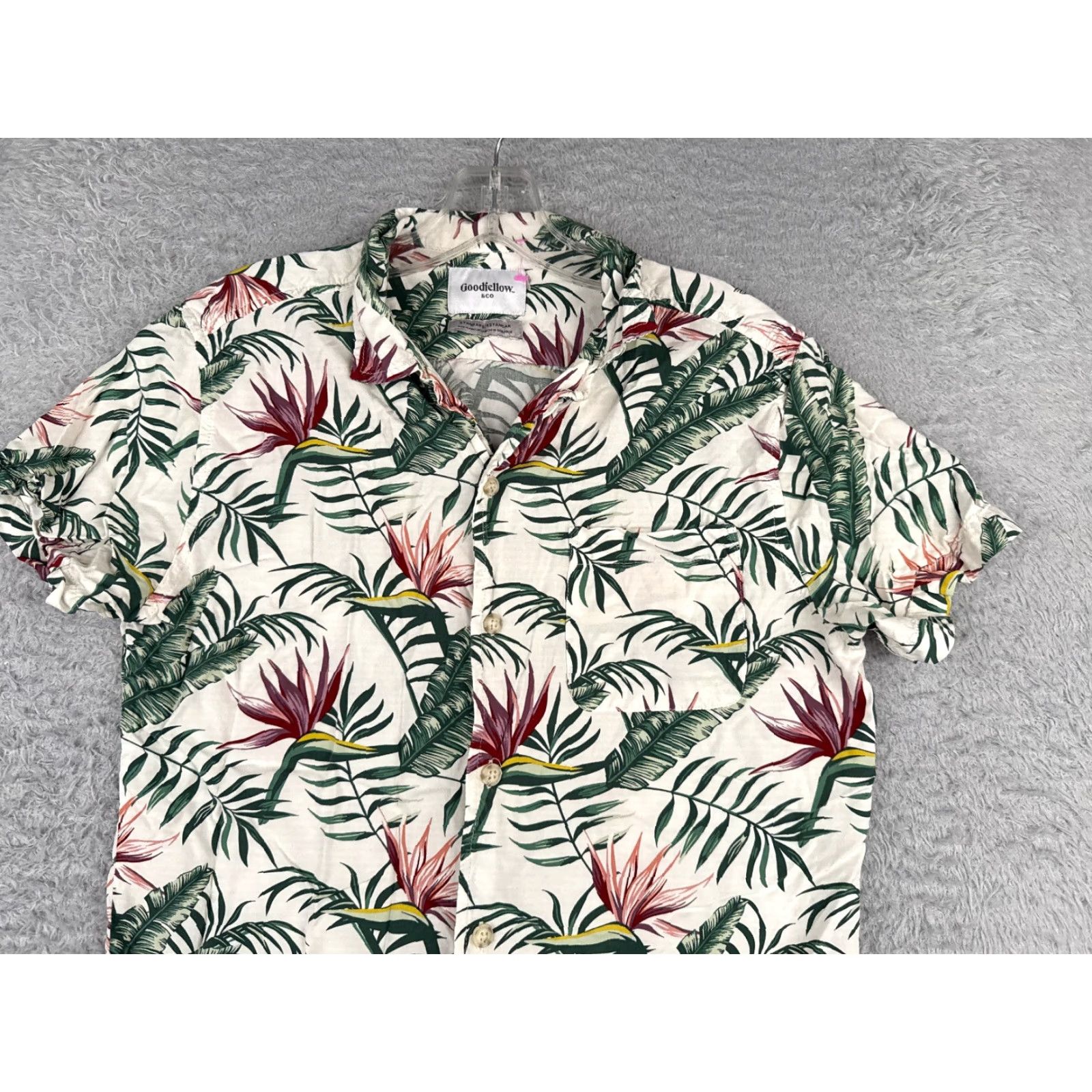 Vintage VINTAGE Goodfellow & Co Shirt Men White Floral Bird Of Paradise Hawaiian Rayon Size US S / EU 44-46 / 1 - 4 Thumbnail
