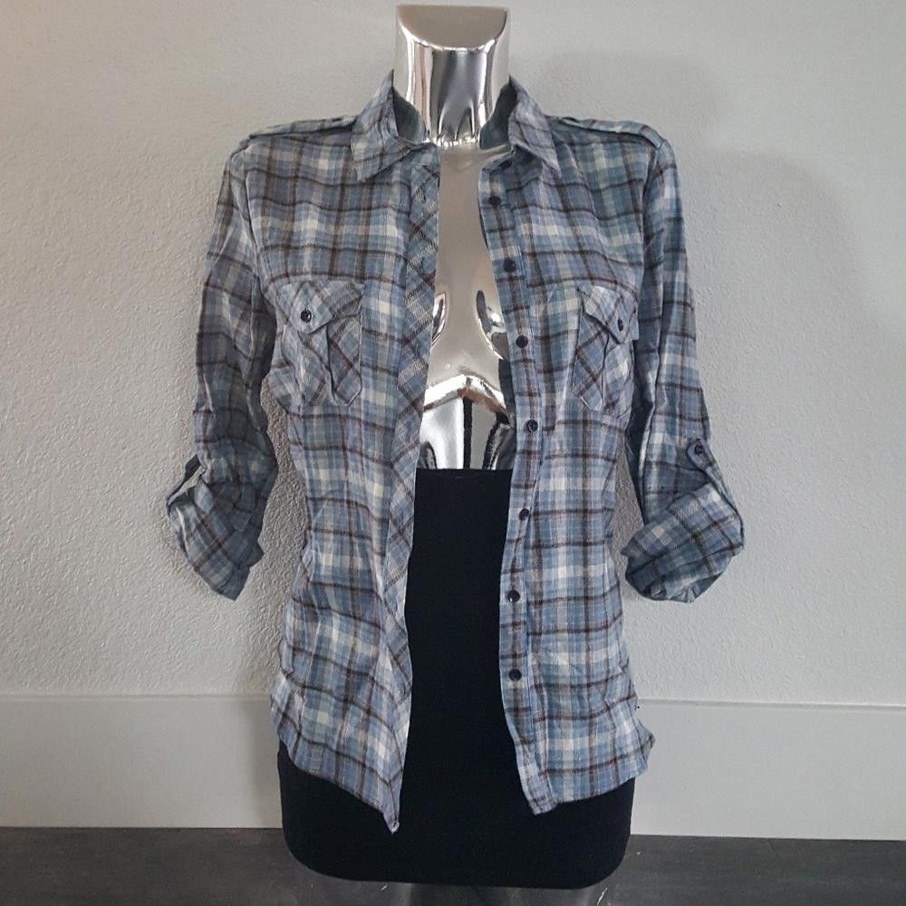 Designer Blue Black Timing Soft Flannel Size L / US 10 / IT 46 - 1 Thumbnail
