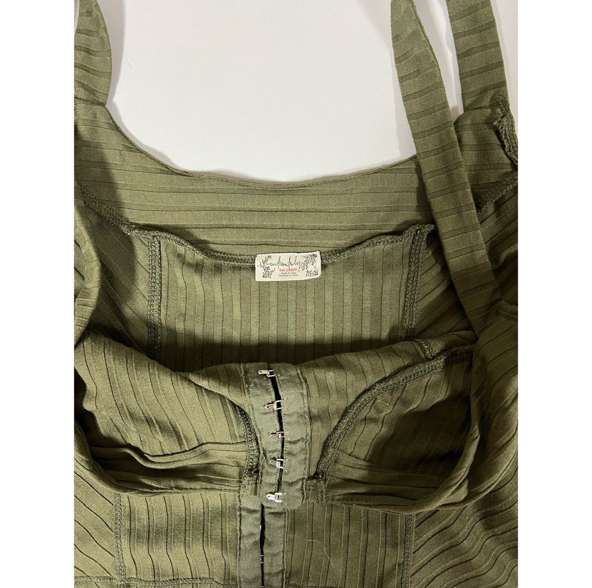 Free People Free People Olive Green Corset Tank Top Shirt Blouse Size M✨ Size M / US 6-8 / IT 42-44 - 6 Thumbnail