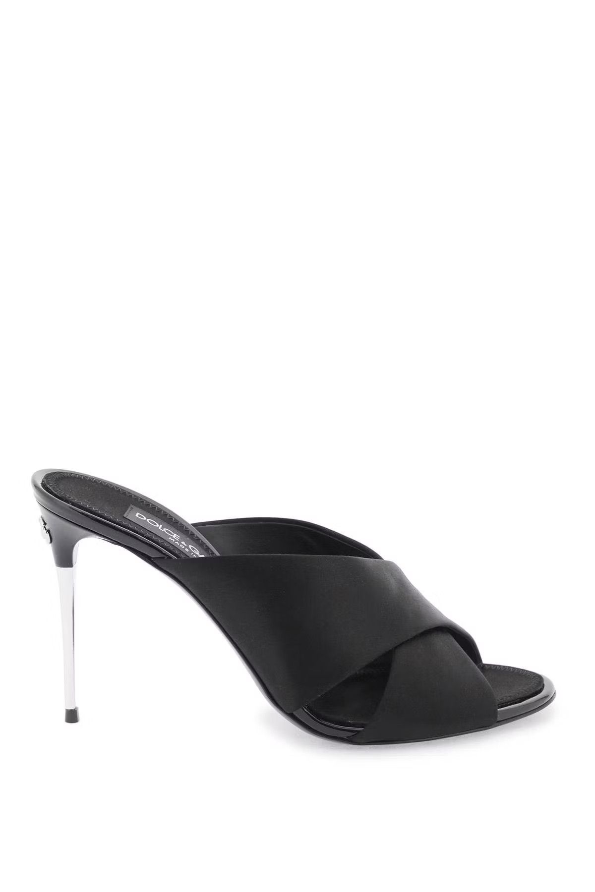 image of Dolce Gabbana O1S22I1N0424 Satin Mule Shoess In Black Shoes, Women's (Size 9)