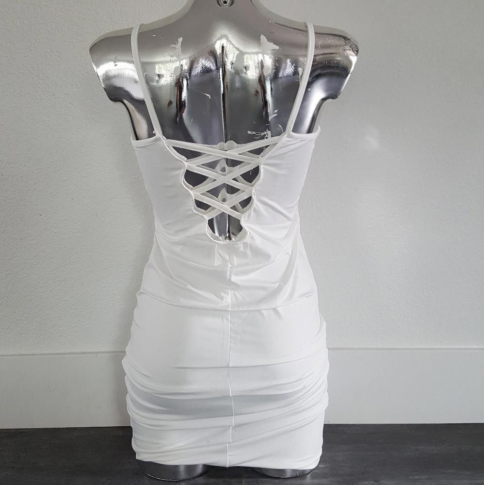 Designer White Laced Up Back Midi Size M / US 6-8 / IT 42-44 - 2 Thumbnail