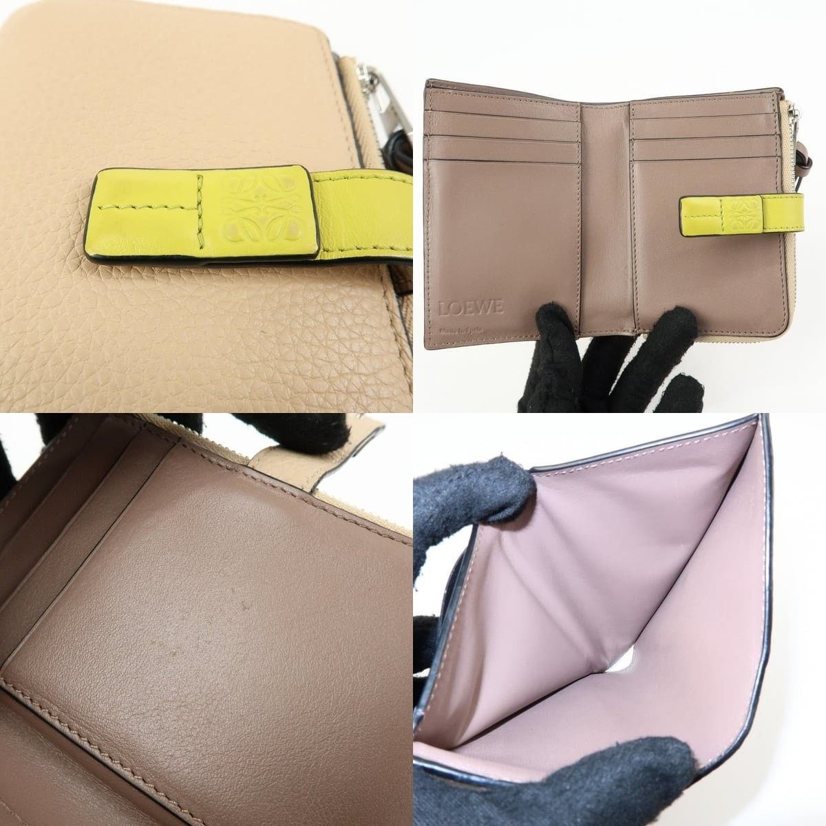 Loewe Loewe Anagram Compact Wallet Calfskin Beige Size ONE SIZE - 6 Thumbnail